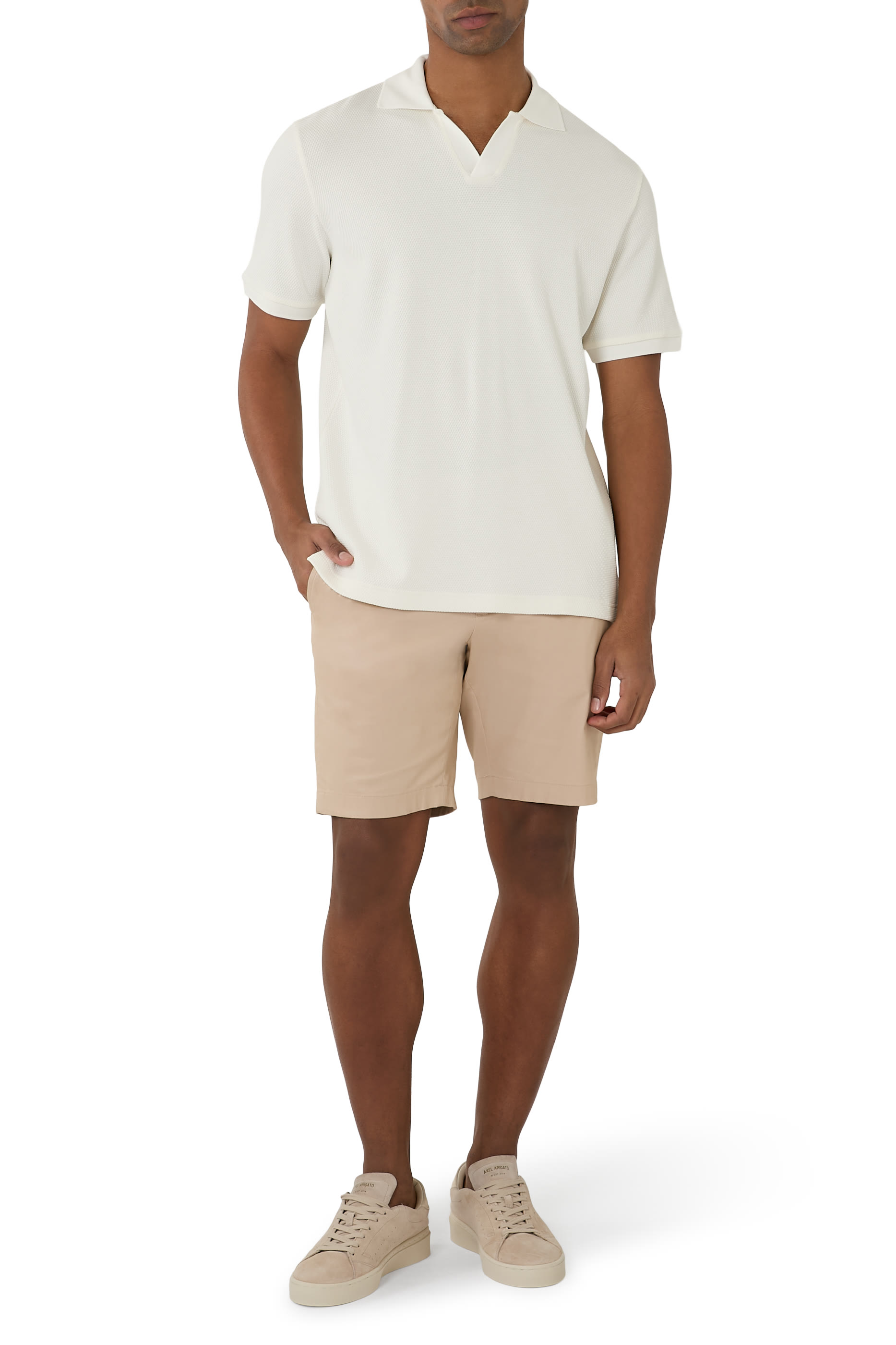 Open Collar Knit Polo Shirt