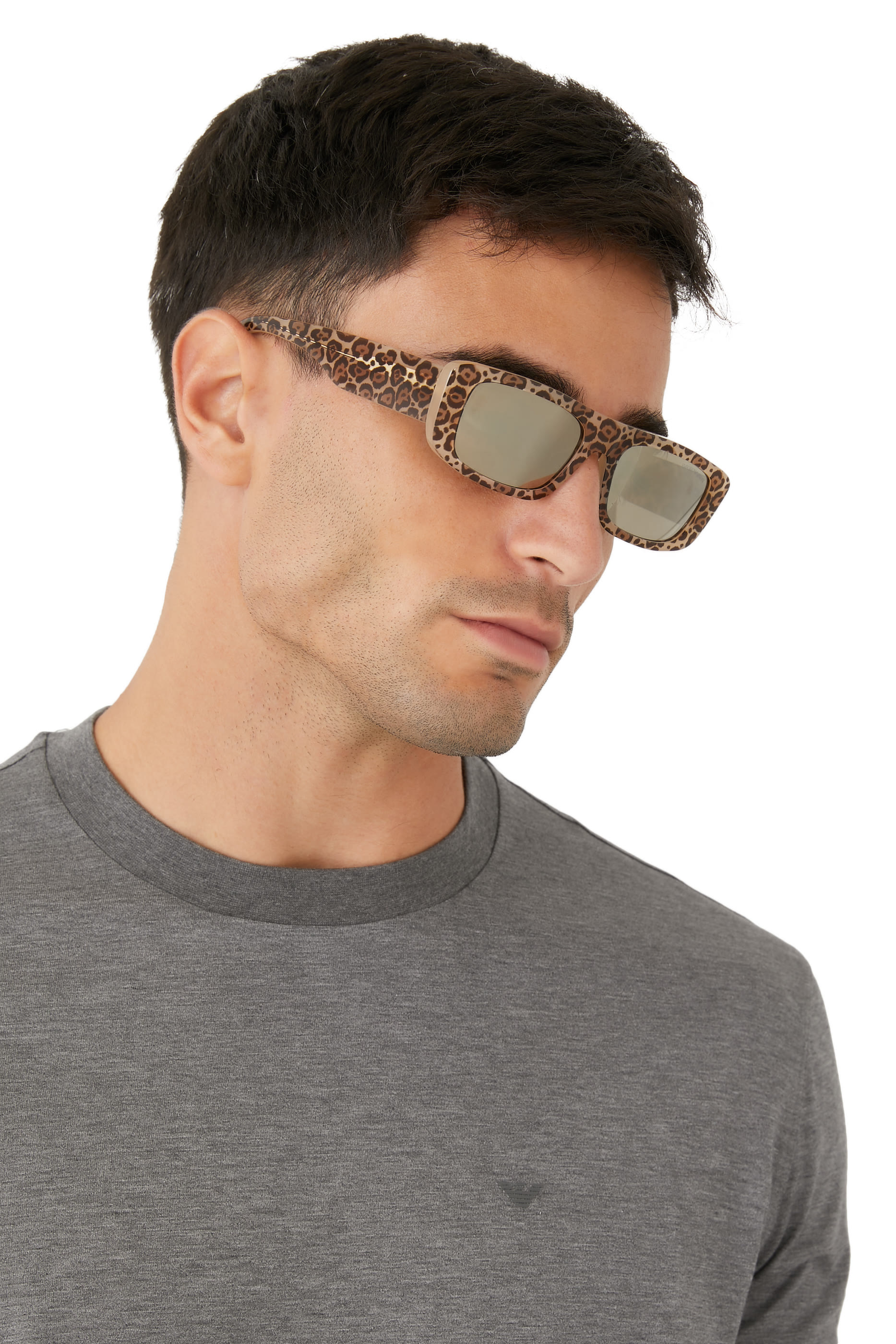 Leopard Print Rectangular Sunglasses