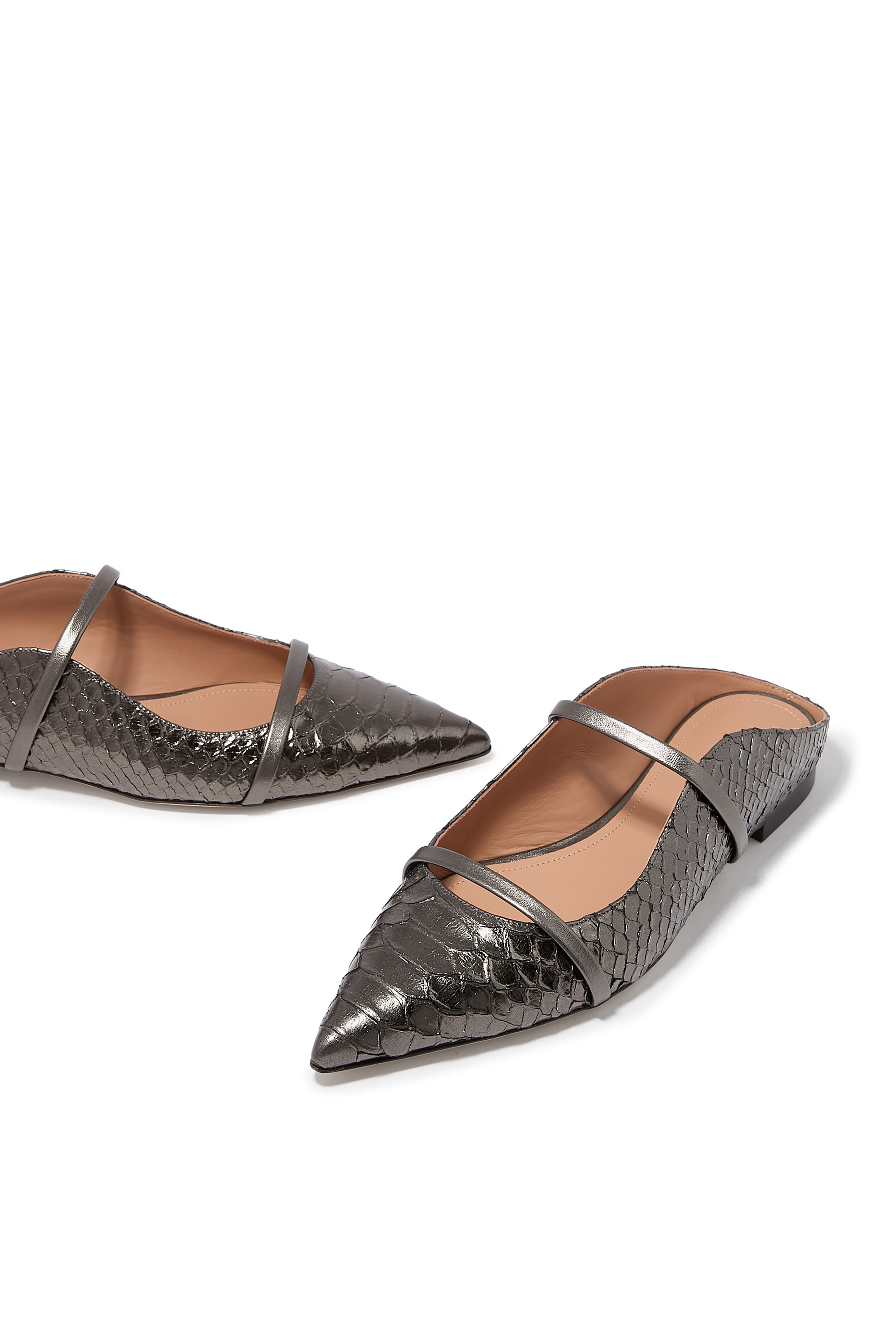 Maureen Pointed Toe Metallic Leather Flats 