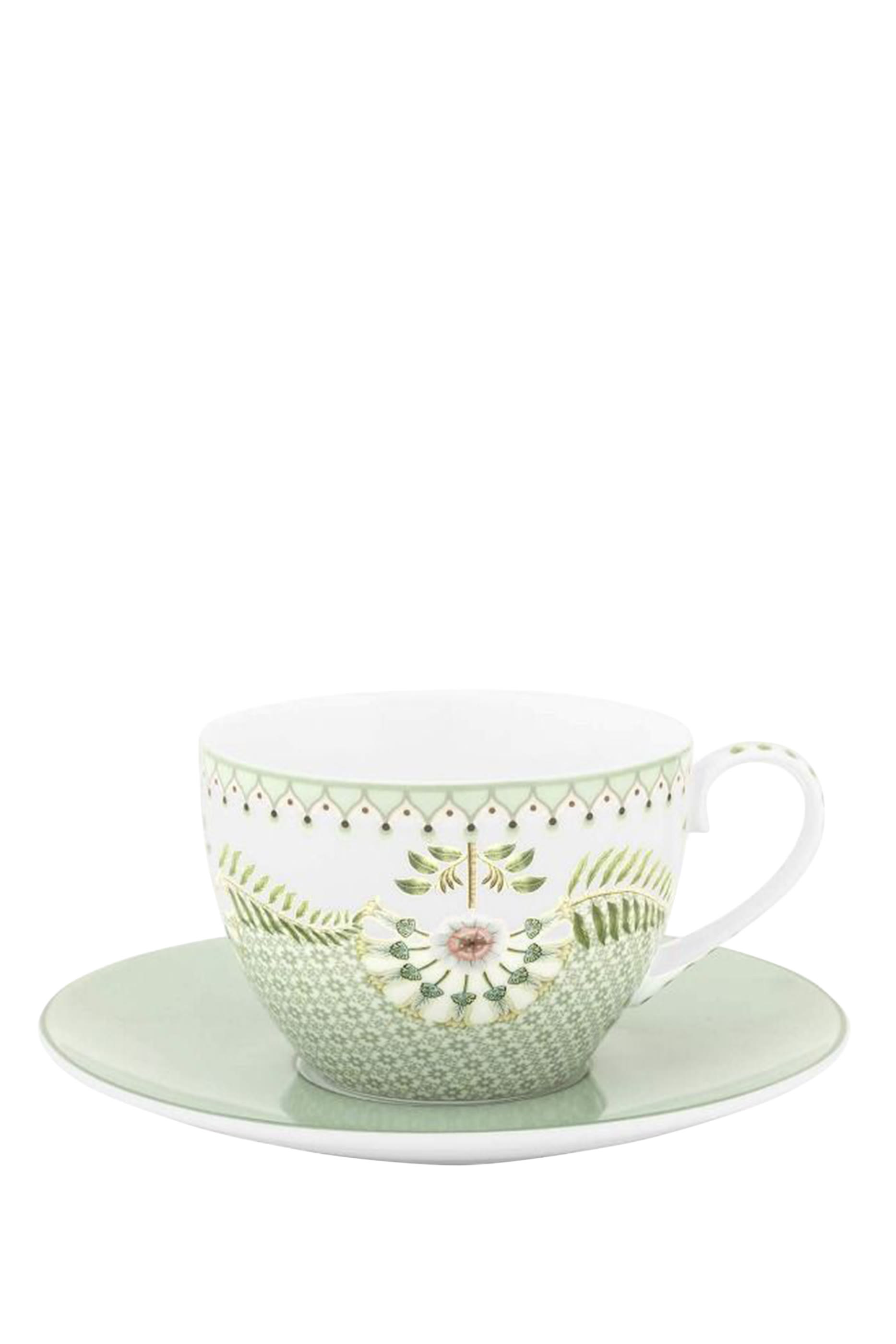 Lily & Lotus Tiles Coffee Cup and Saucer