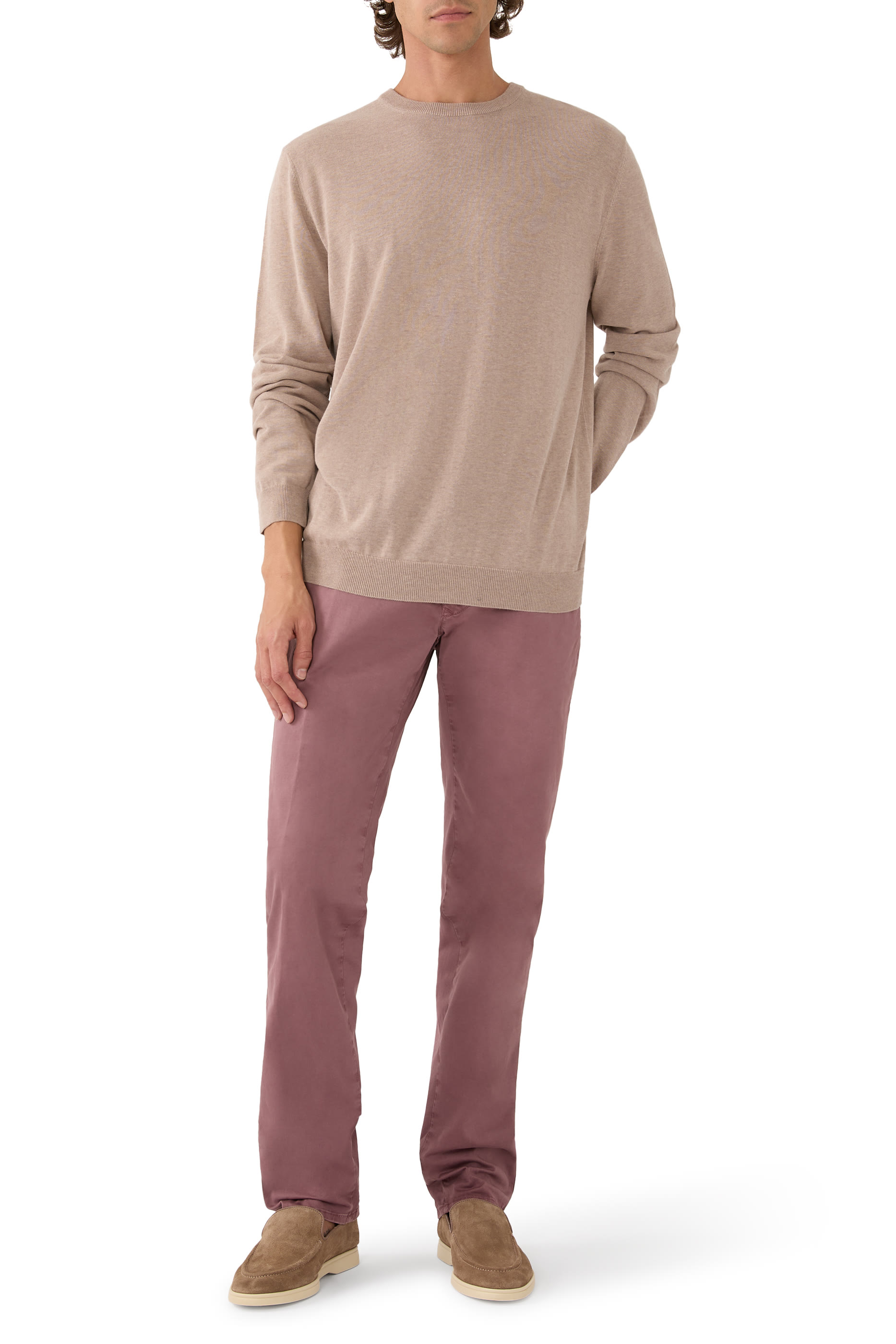 Slim-Fit Cotton Crêpe Crewneck Jumper