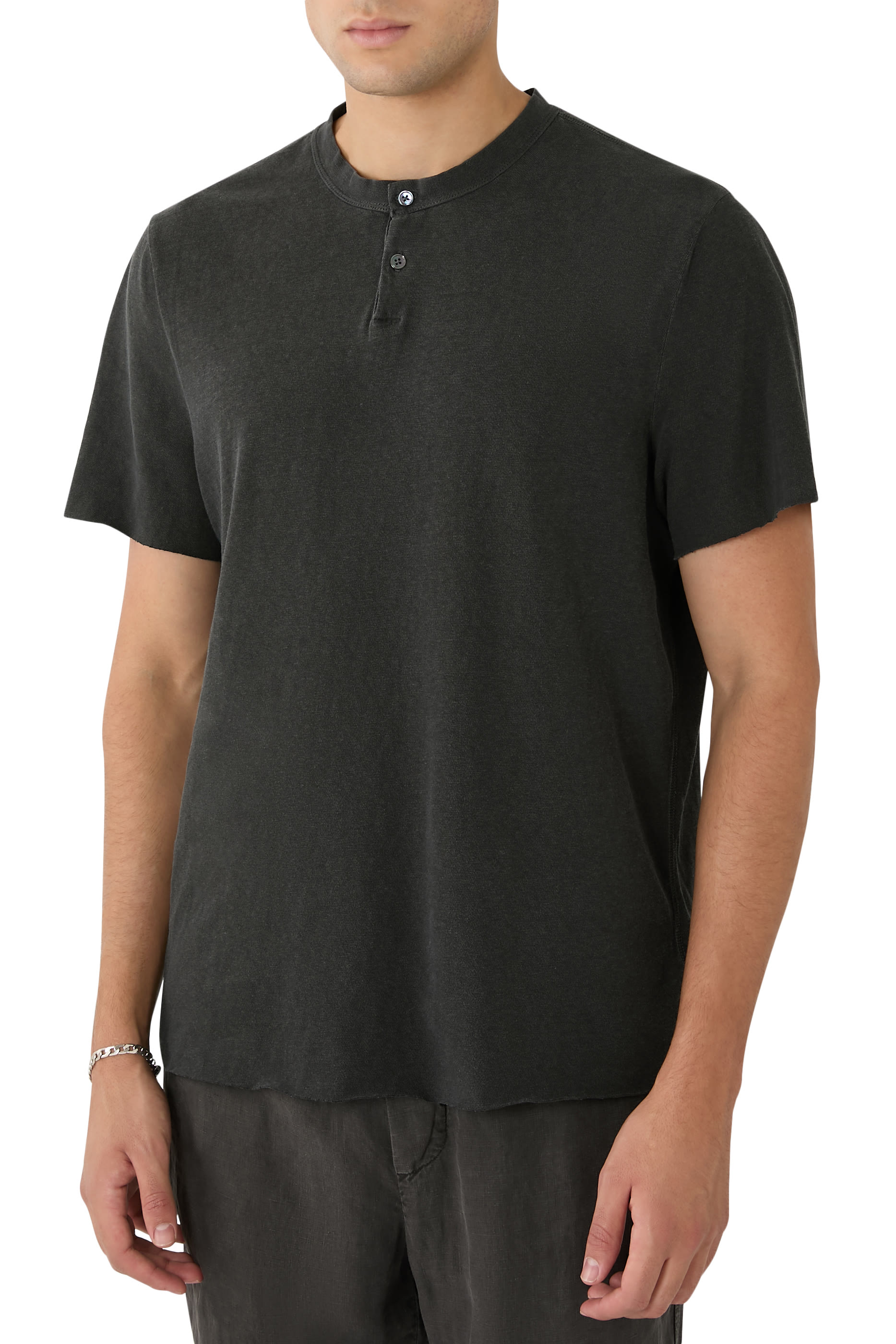 Slub Jersey Short-Sleeved Henley
