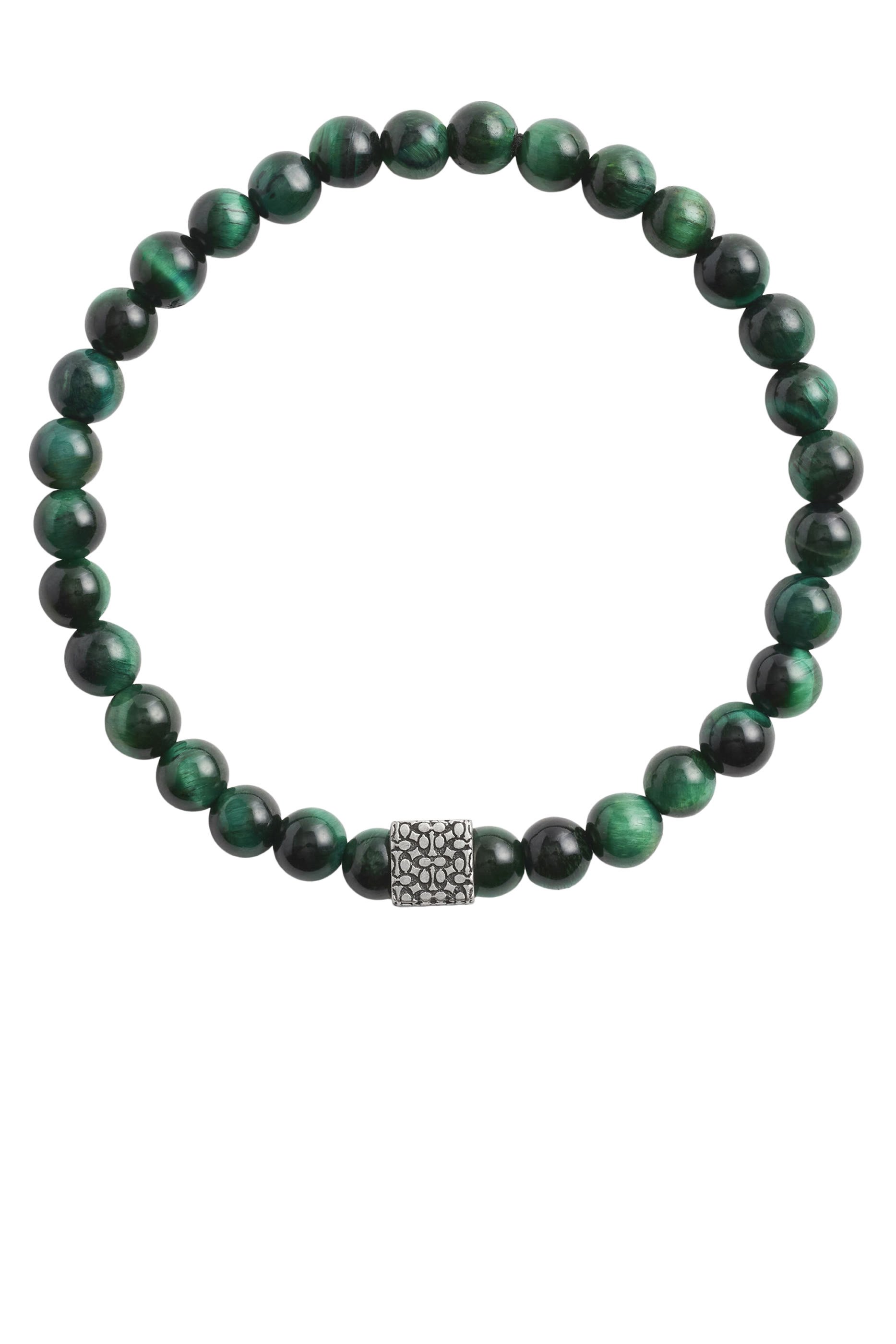 Tiger&rsquo;s Eye Bead Stretch Bracelet, Sterling Silver