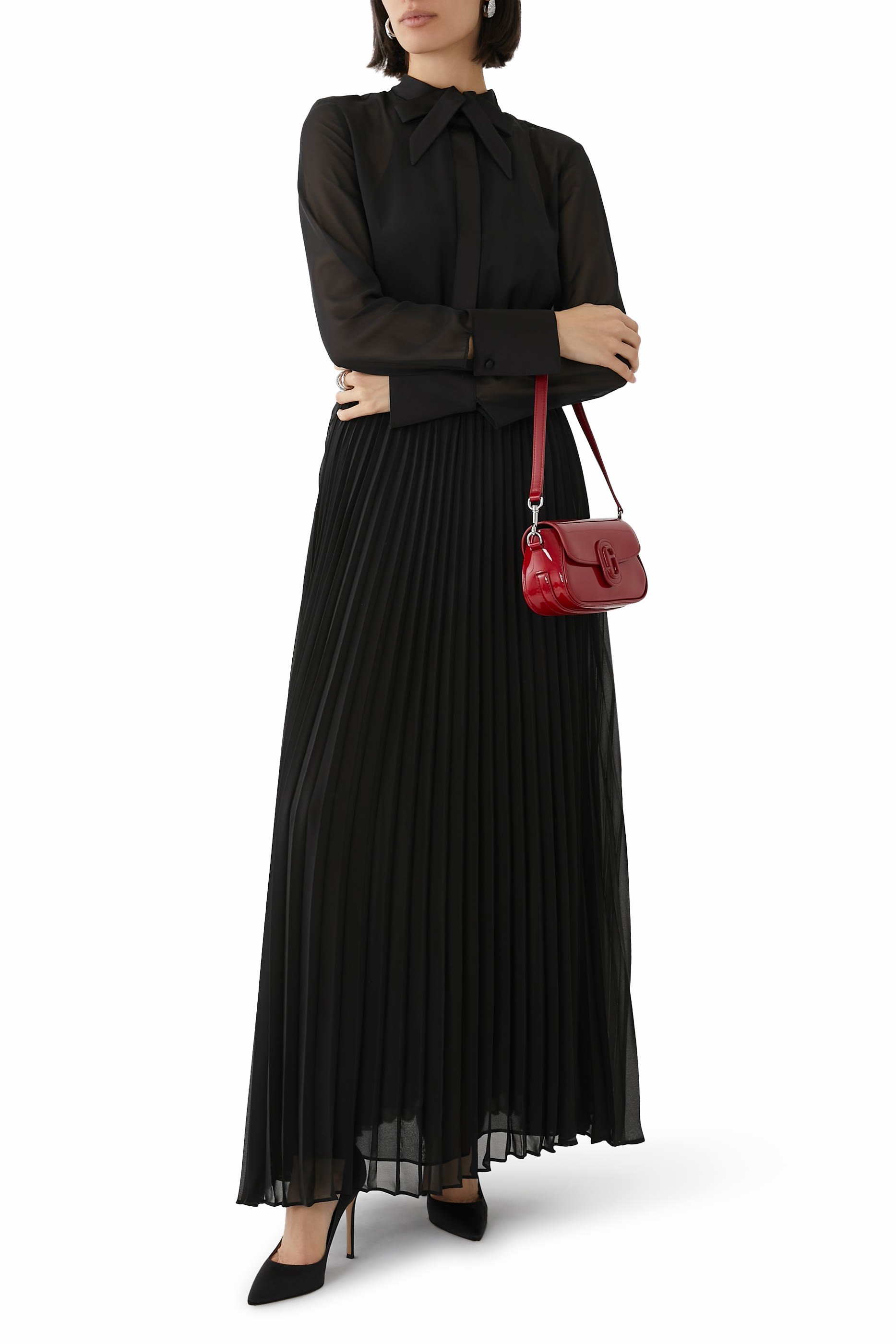 Technical Georgette Two-Piece Effect Long Dress