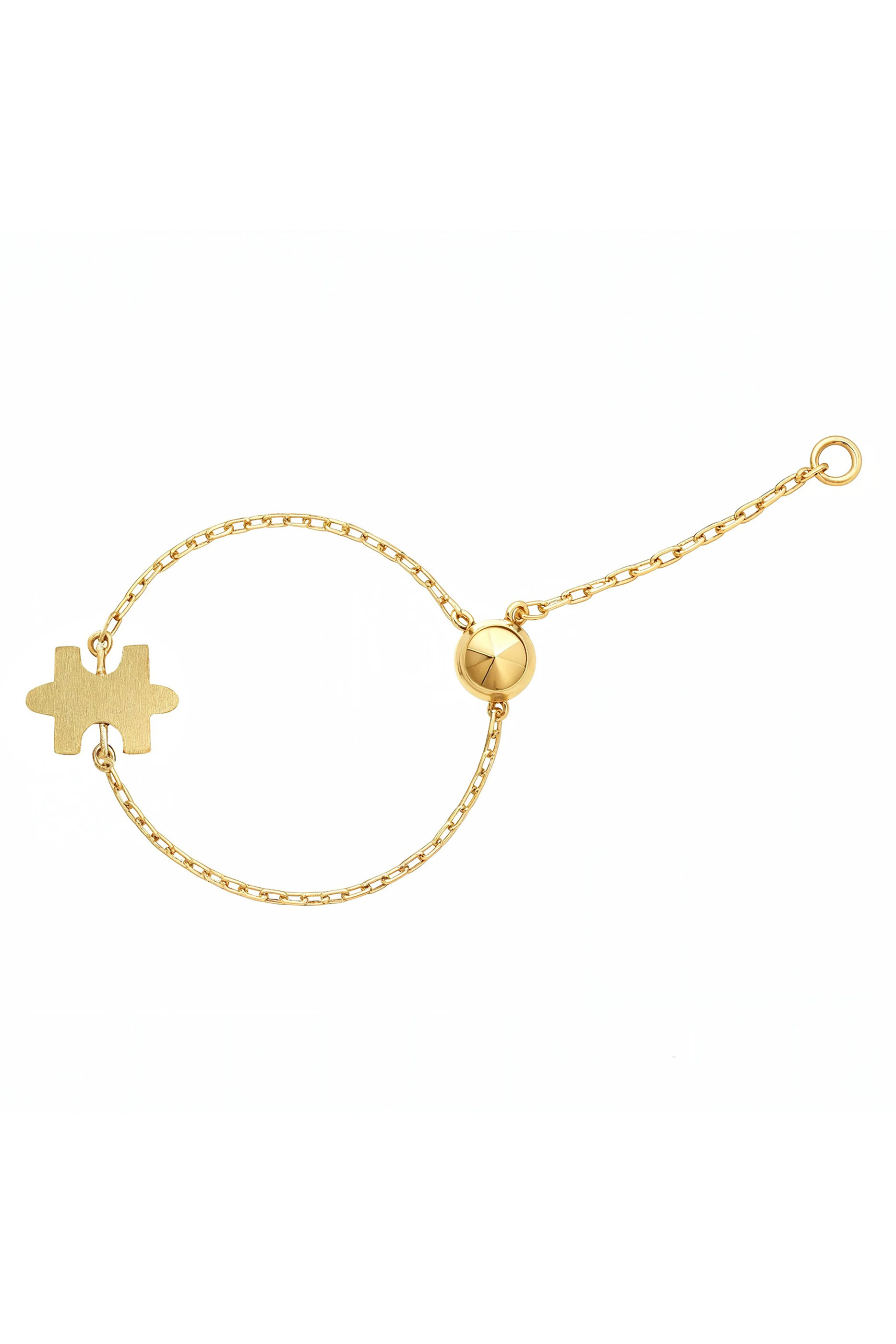 Full-Pav&eacute; Micro Adjustable Chain Ring, 18K Yellow Gold & Diamonds