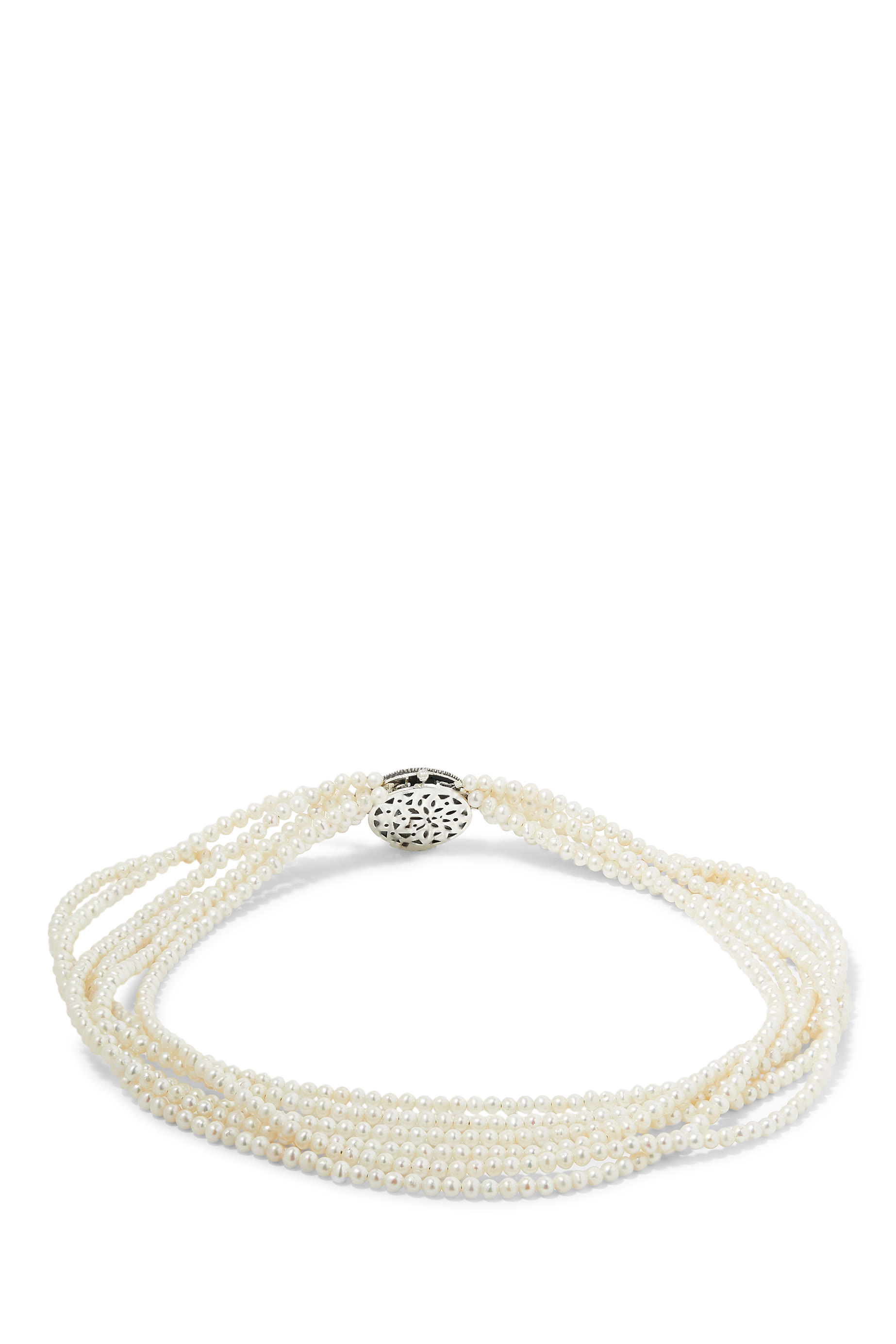 She is My Love Story Beaded Necklace, 18K Yellow Gold with Sterling Silver & Pearls