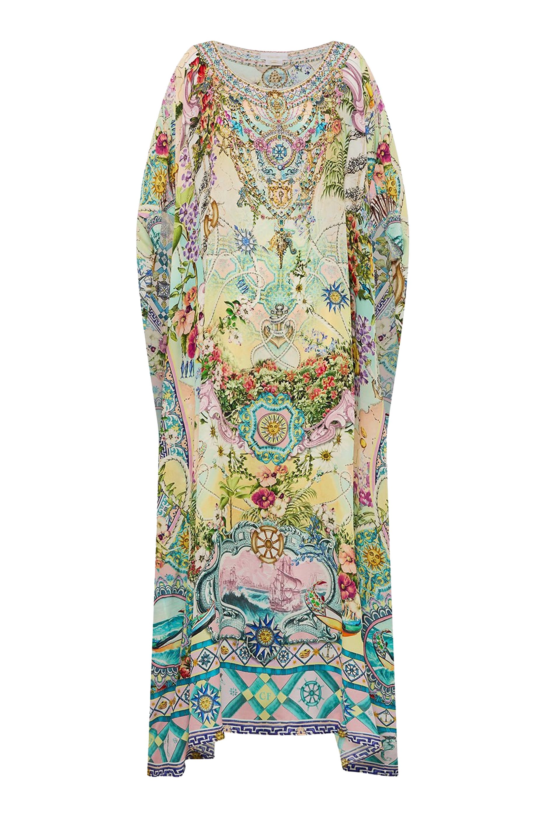 Round Neck Silk Maxi Kaftan