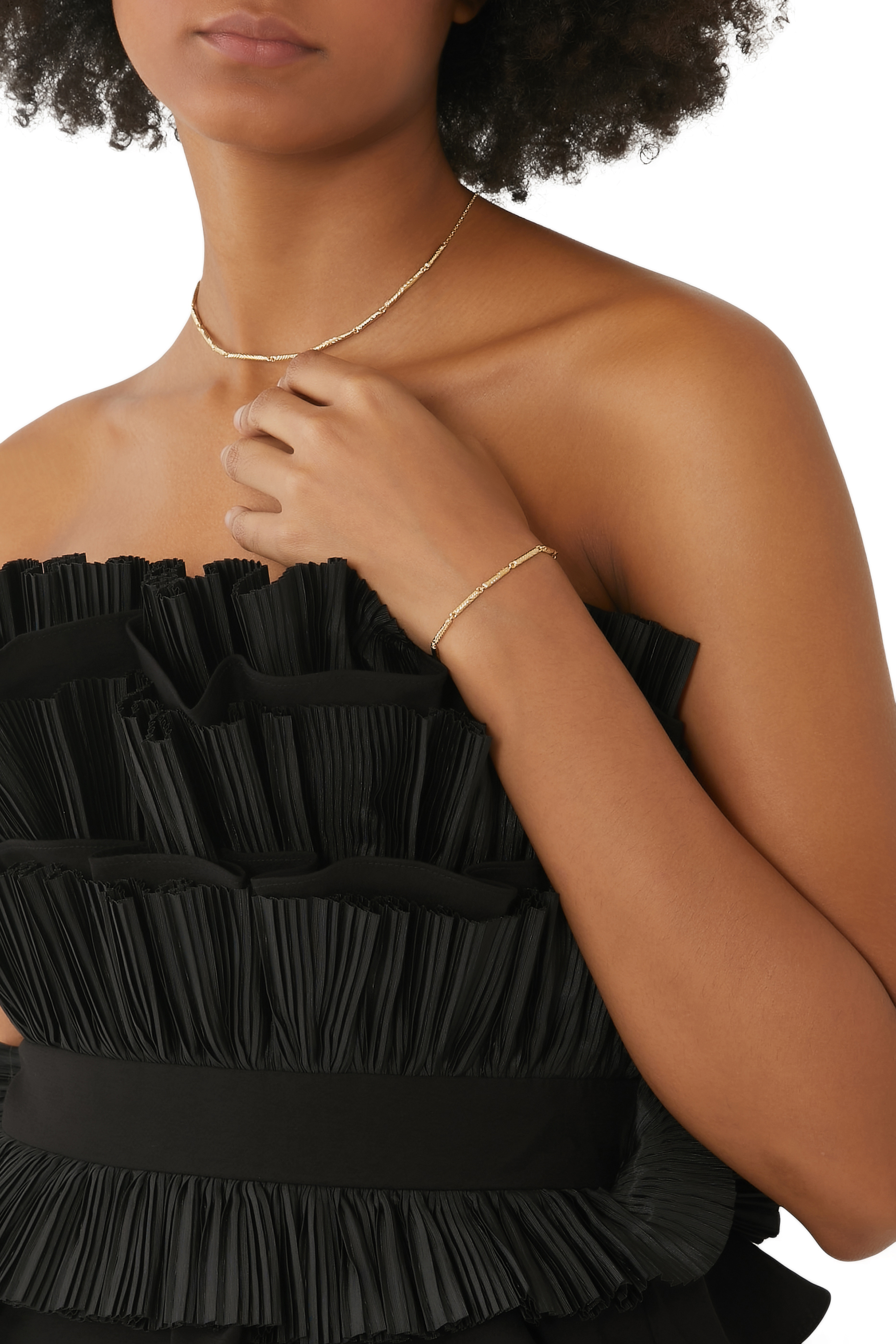 Wavy Ridge Chain Bracelet 18k Gold-Plated Brass