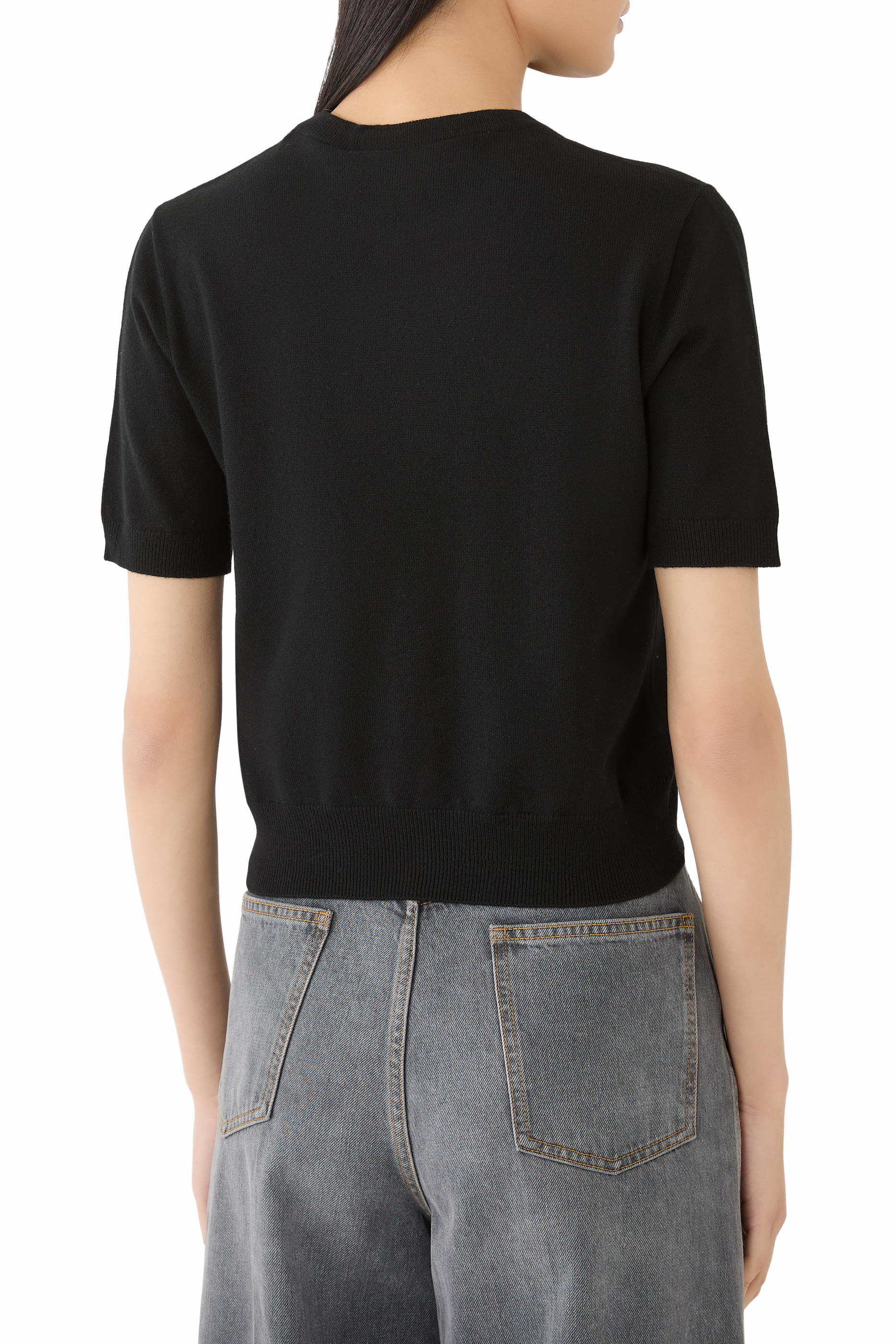  Knit Wool Top with Embroidery