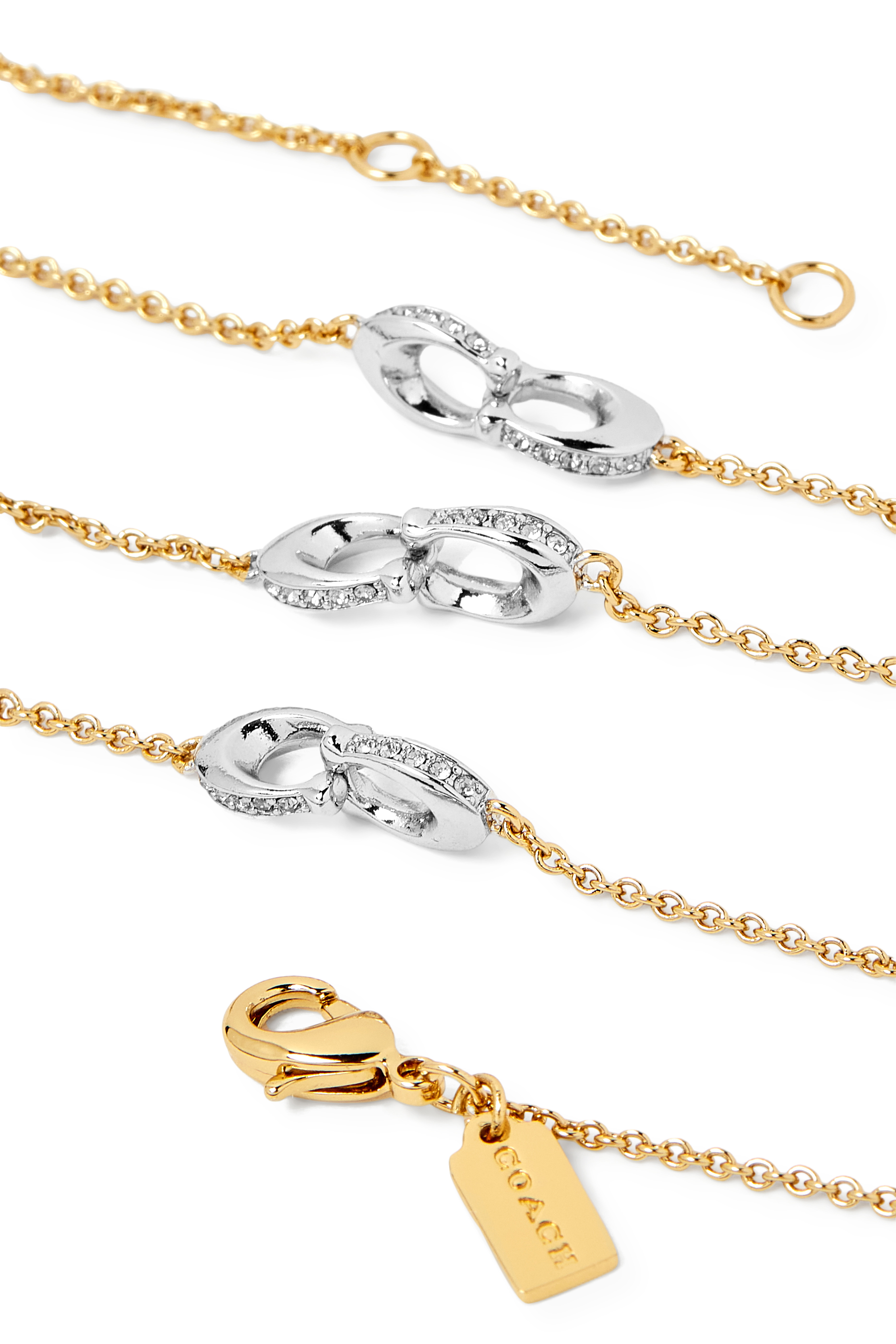 Signature Pave C Strand Necklace, Metal & Crystals