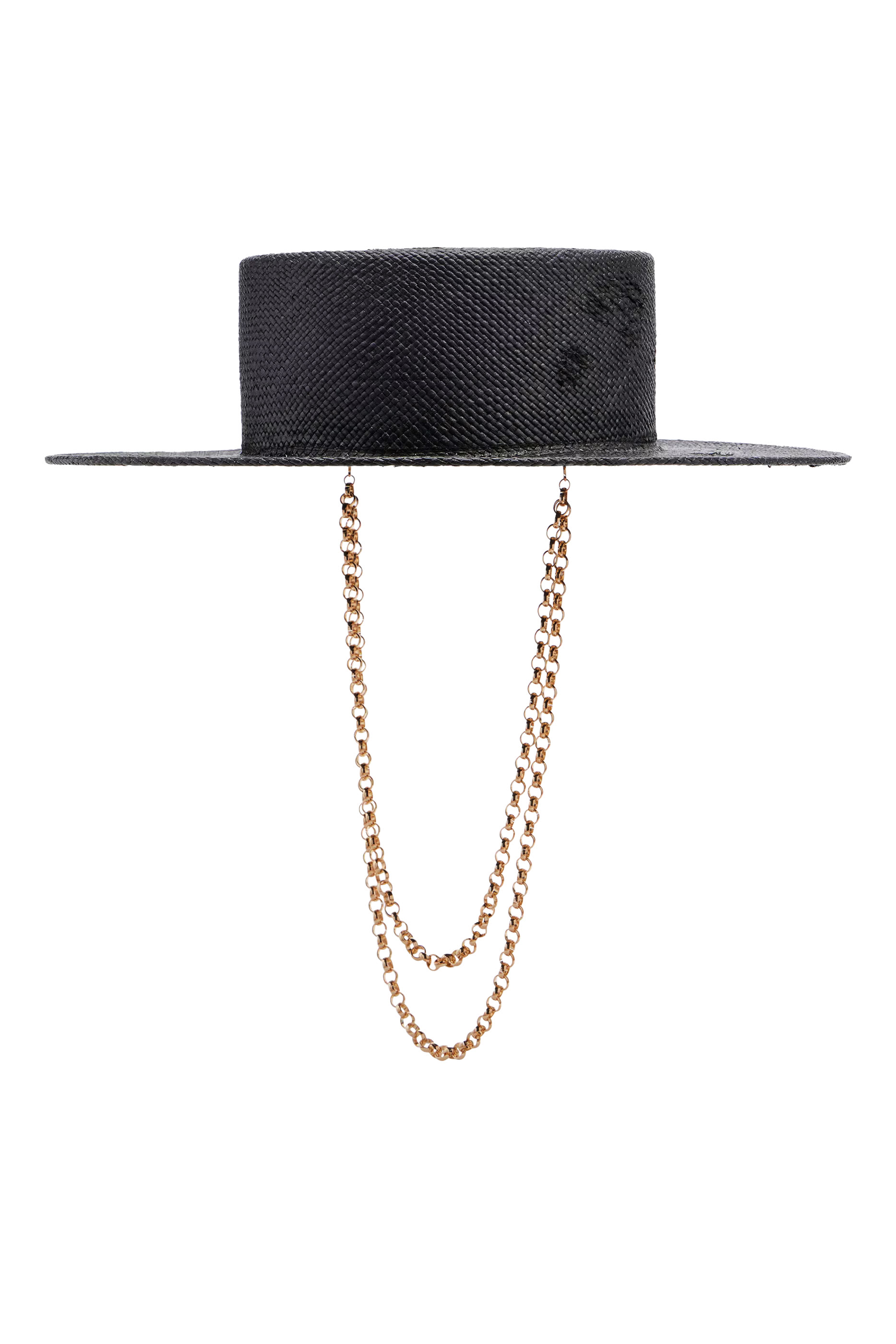 Double Chain Strap Canotier Hat