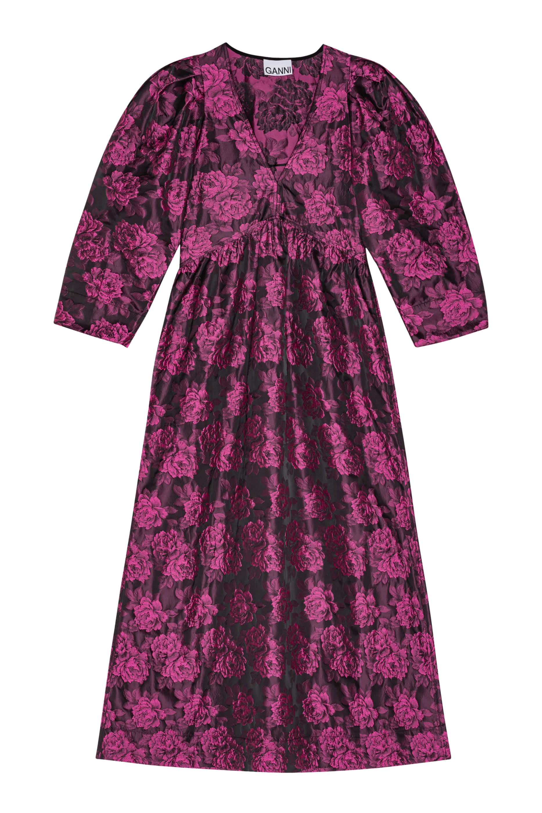 Floral-Print Jacquard Midi Dress