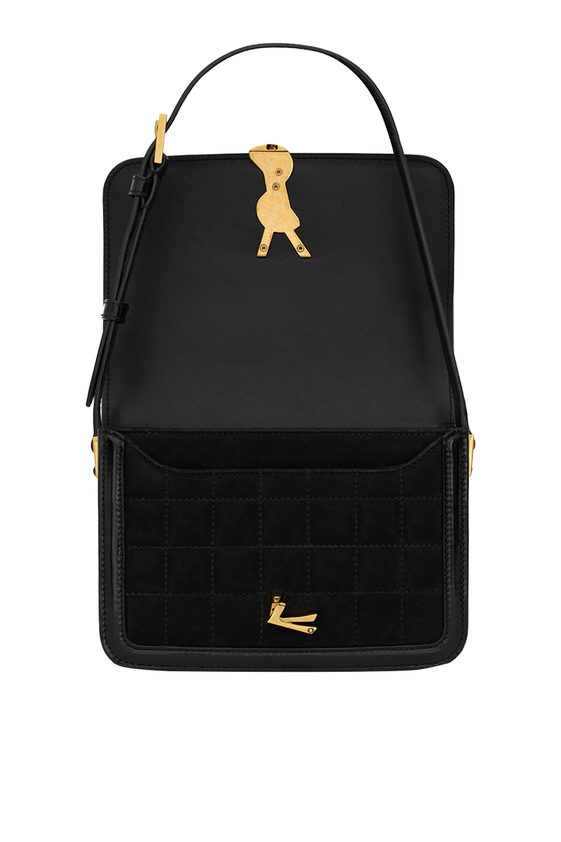 Small Solferino Quilted Suede Satchel