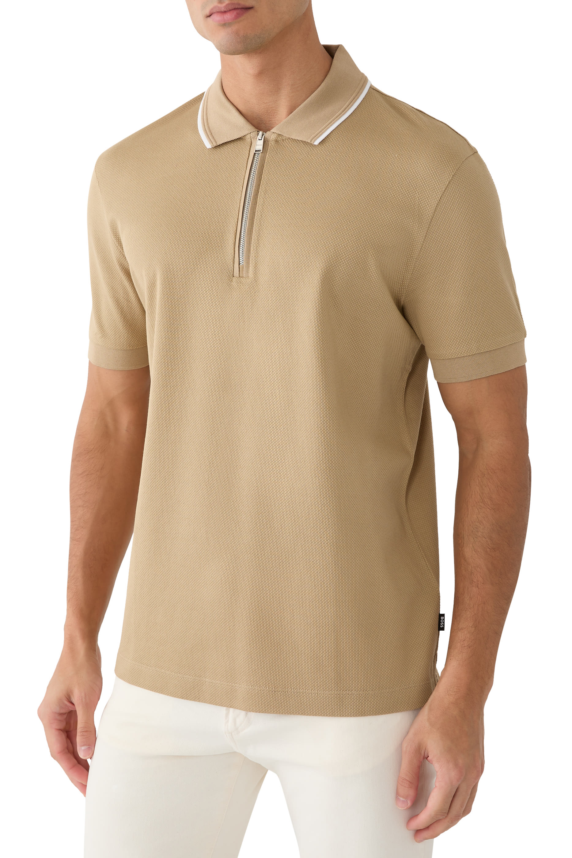 Structured-Cotton Polo Shirt with Zip Placket