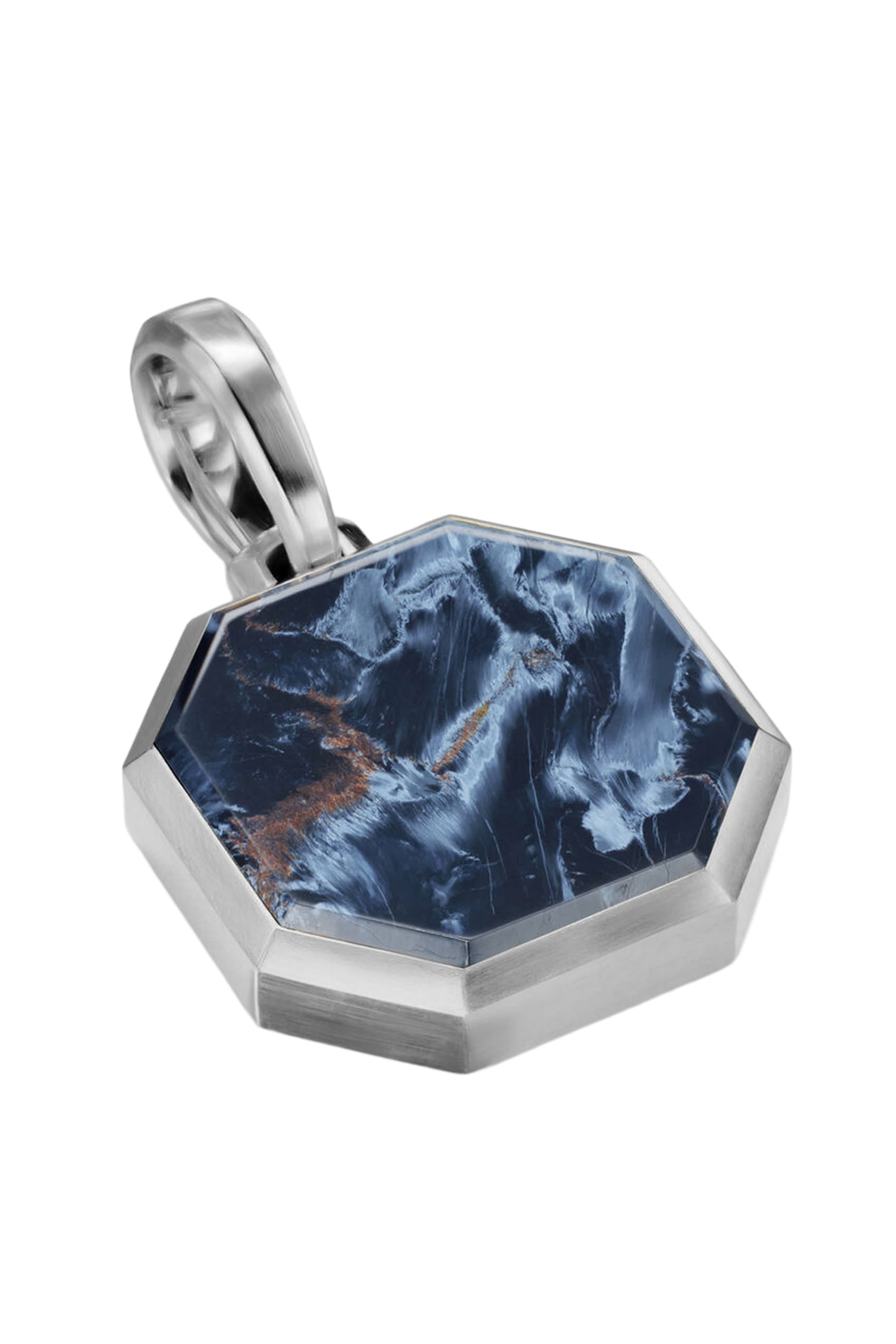 Faceted Stone Amulet, Sterling Silver & Pietersite