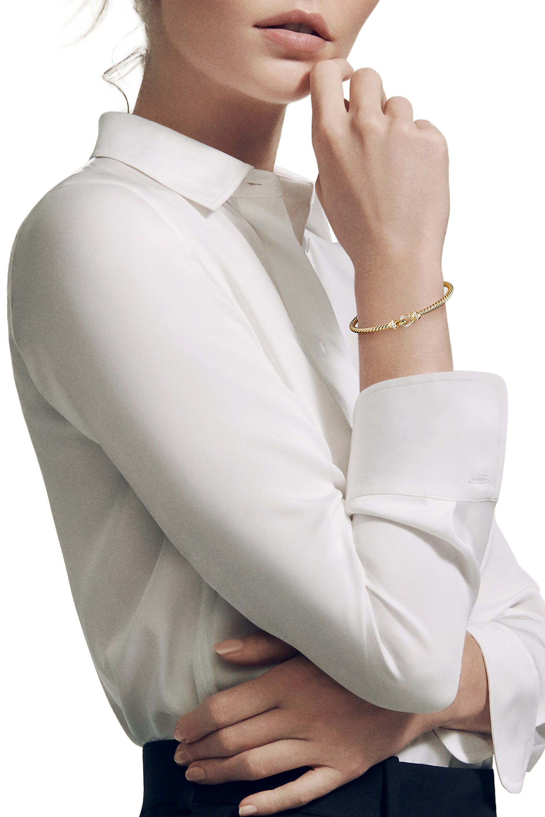 Cable Buckle Bracelet, 18k Gold & Diamond