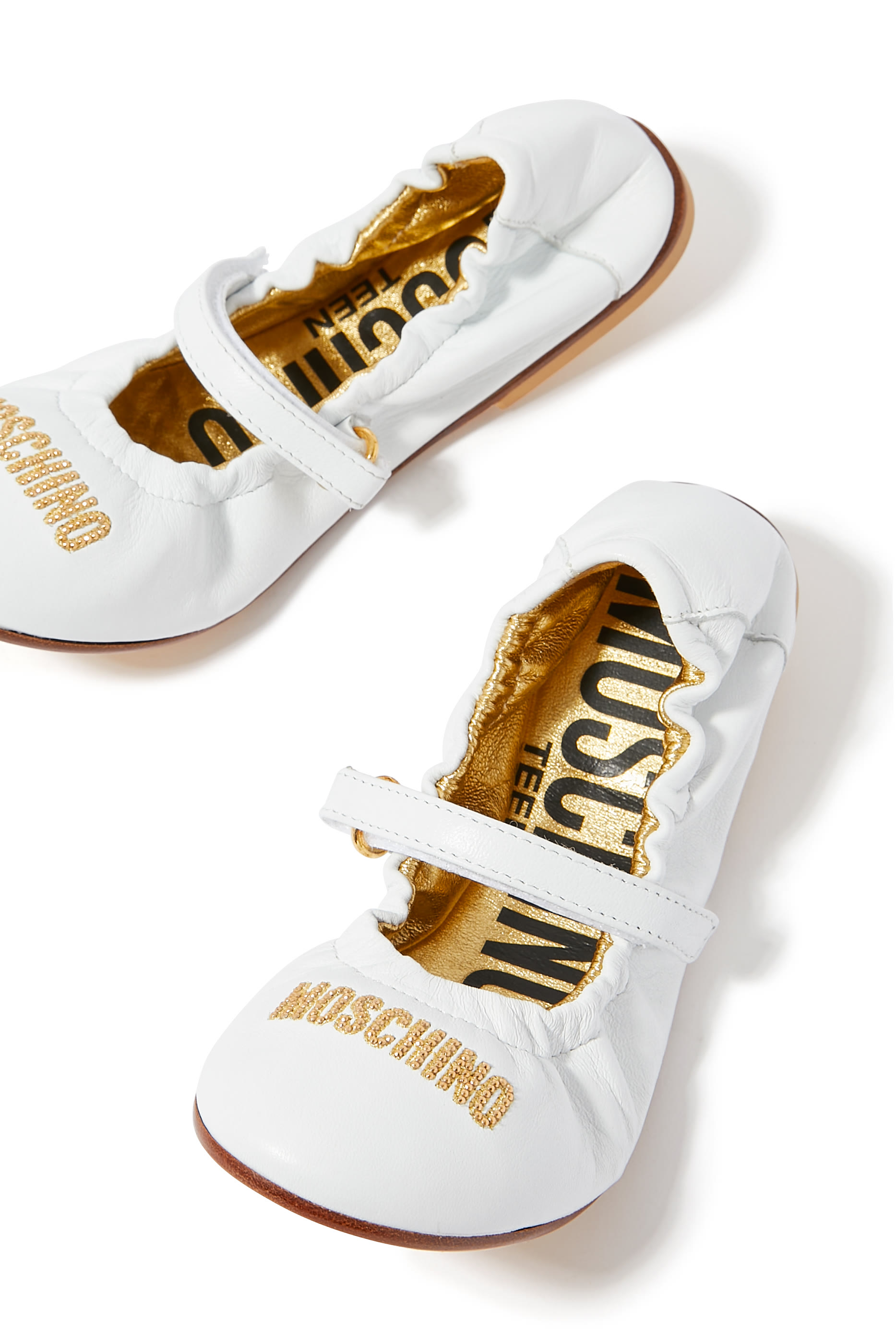 Kids Studded Logo Nappa Leather Ballet Flats