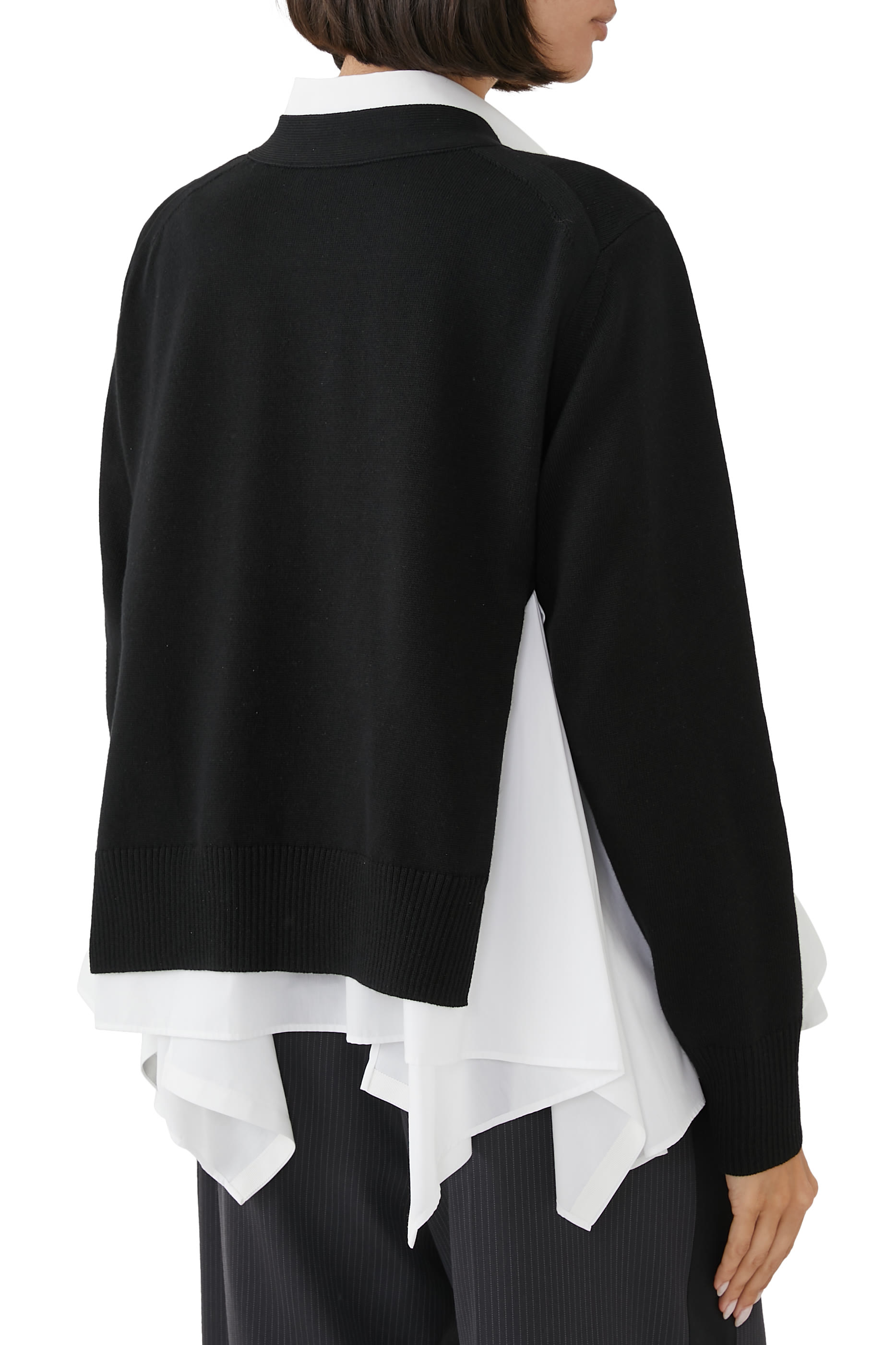 Cotton Poplin x Knit Cardigan