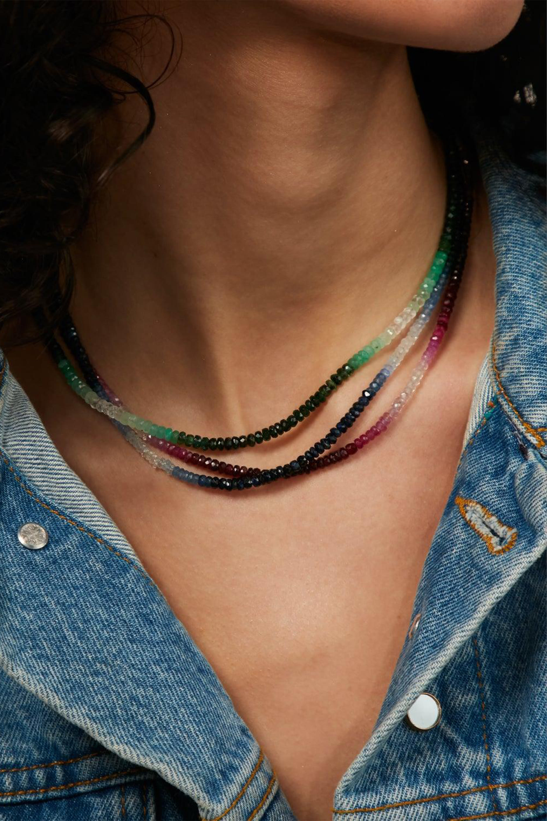 Ruby Ombre Beaded Necklace, 9k Yellow Gold & Ruby