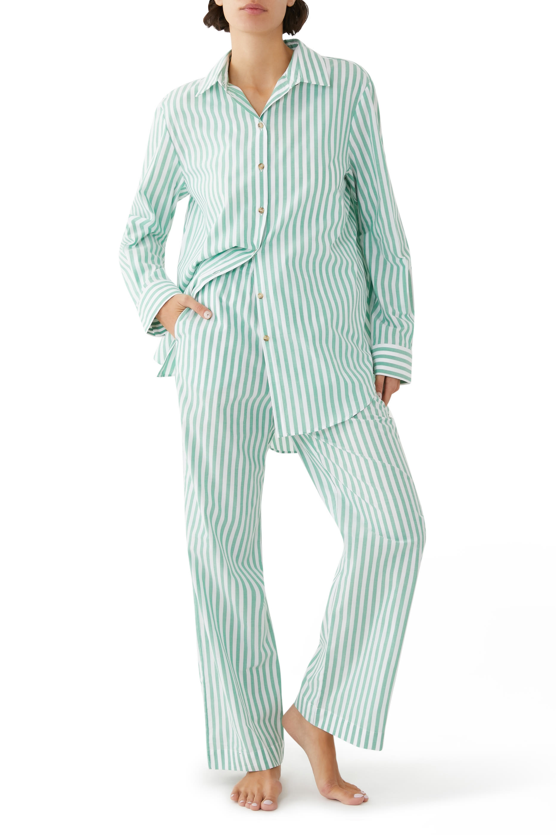 London Stripe Cotton Pajama Top