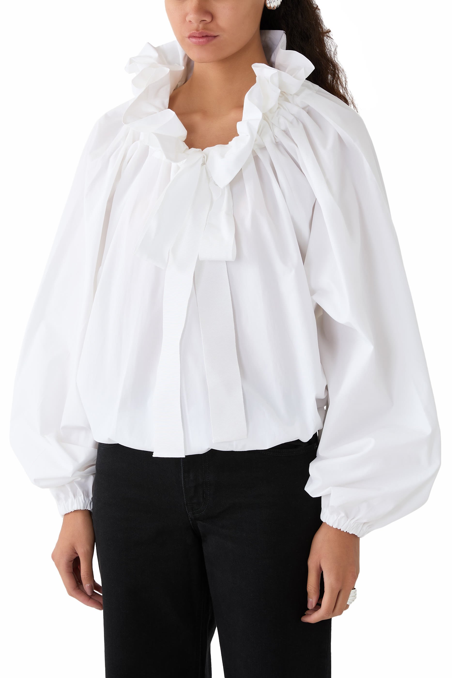 Puff Sleeve Poplin Top