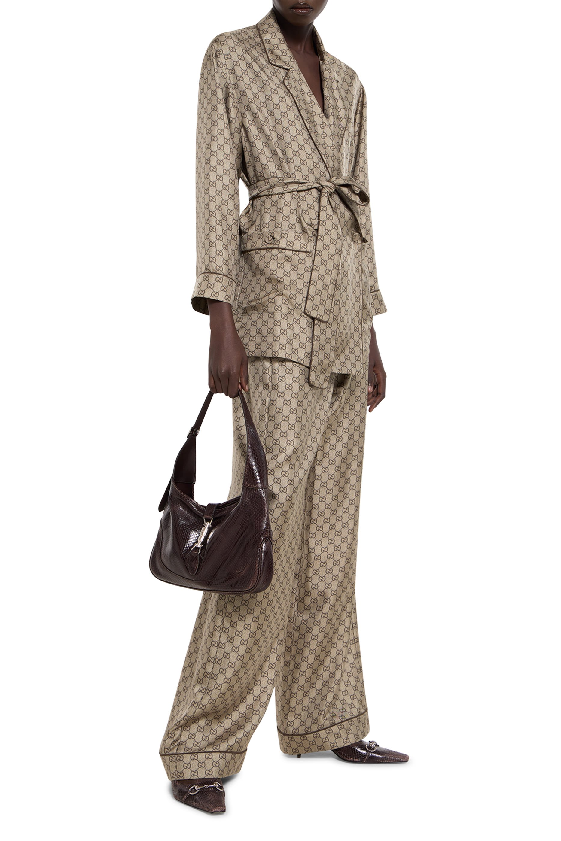 All-Over GG Print Silk Twill Shirt