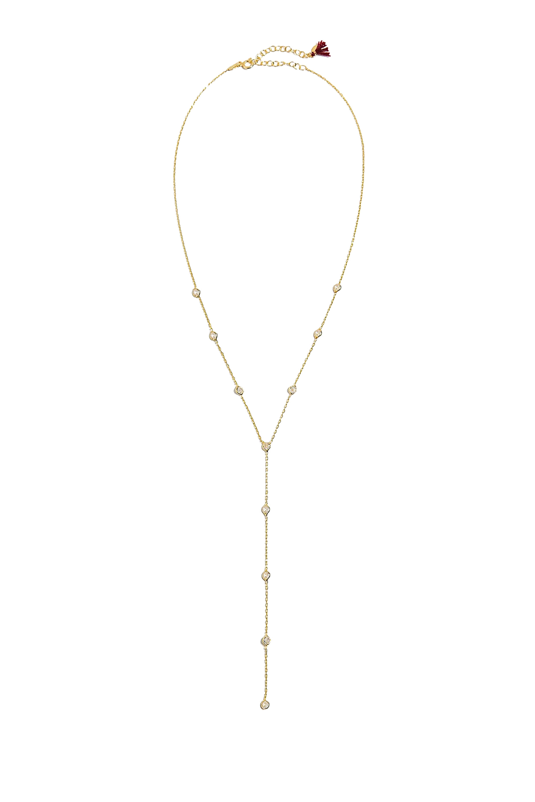 Emily Diamond Lariat Necklace, 14k Gold Vermeil Plating on 925 Sterling Silver
