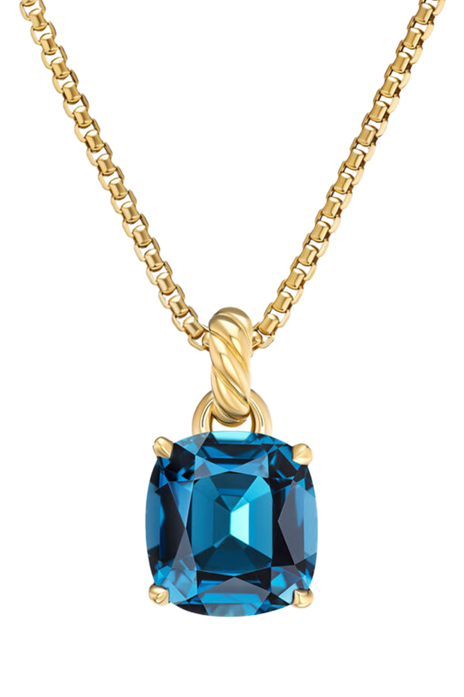 Marbella Pendant, 18k Yellow Gold & Blue Topaz
