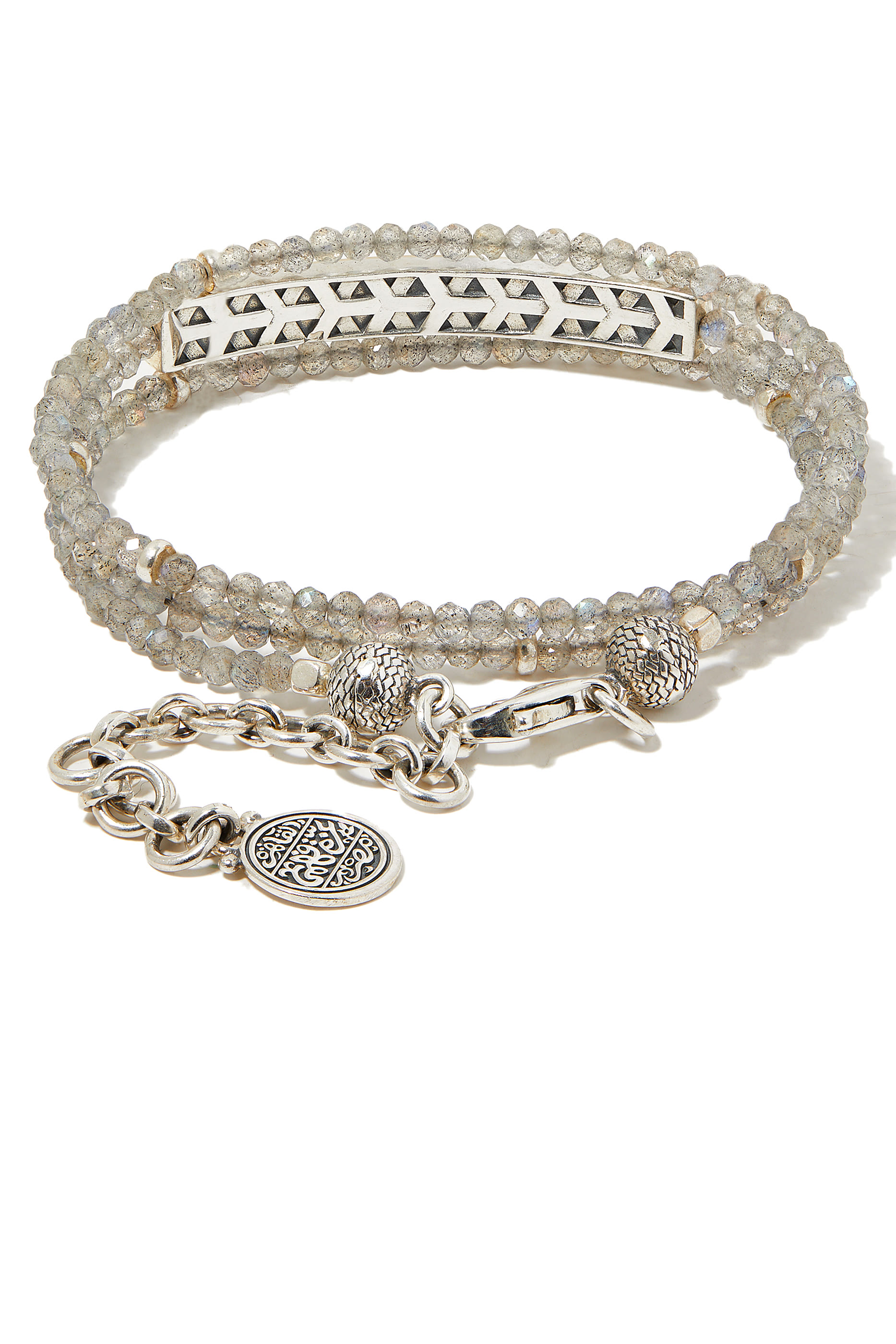 Wrap Beaded Bracelet, 18k Gold & Sterling Silver with Labradorite