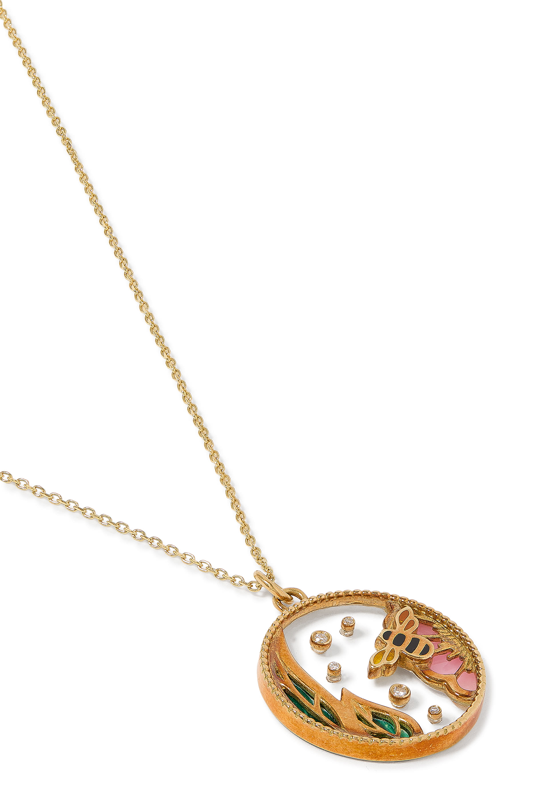 Love Spring Pendant Necklace, 18k Yellow Gold & Diamonds