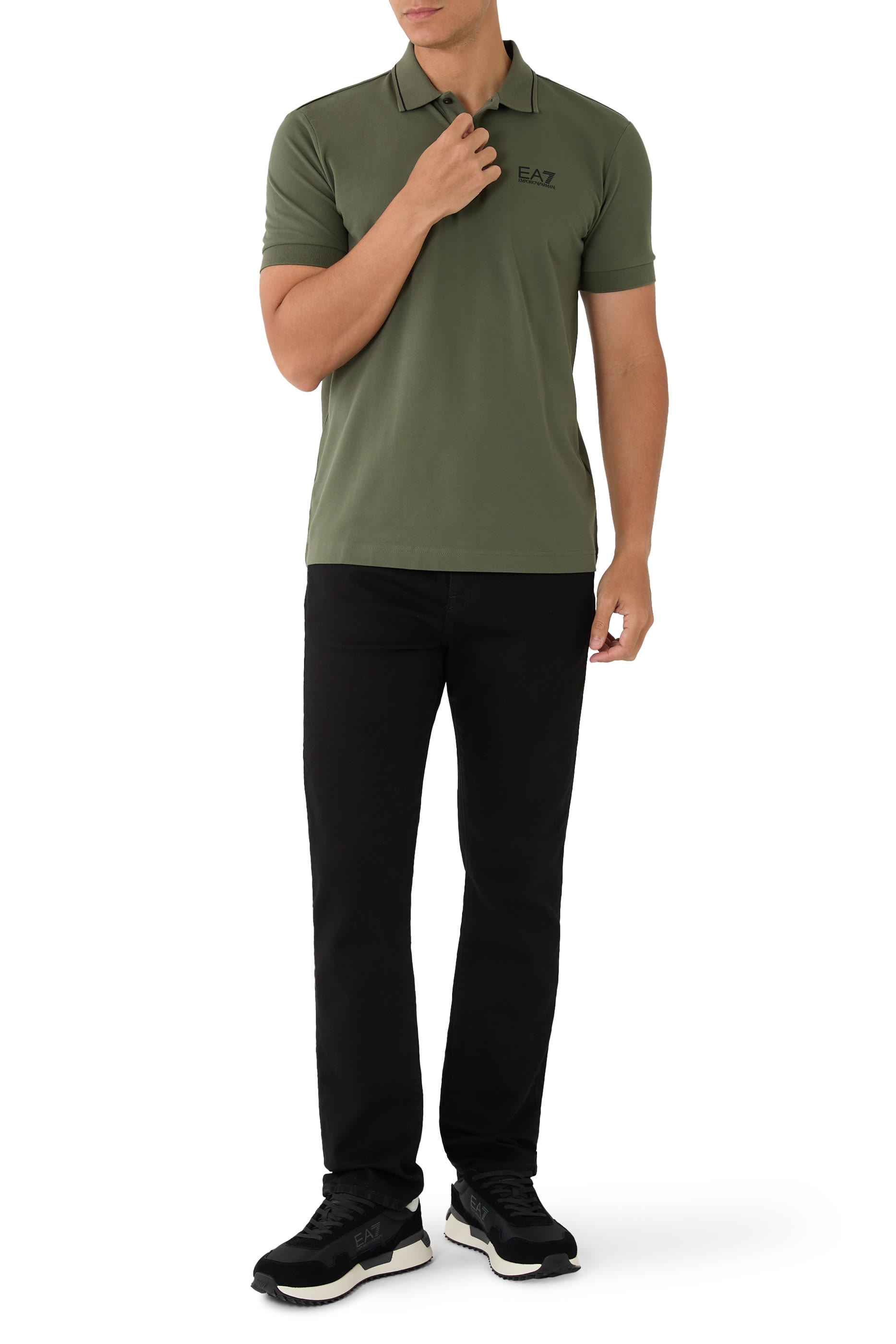 EA7 Logo Cotton Piqué Polo Shirt