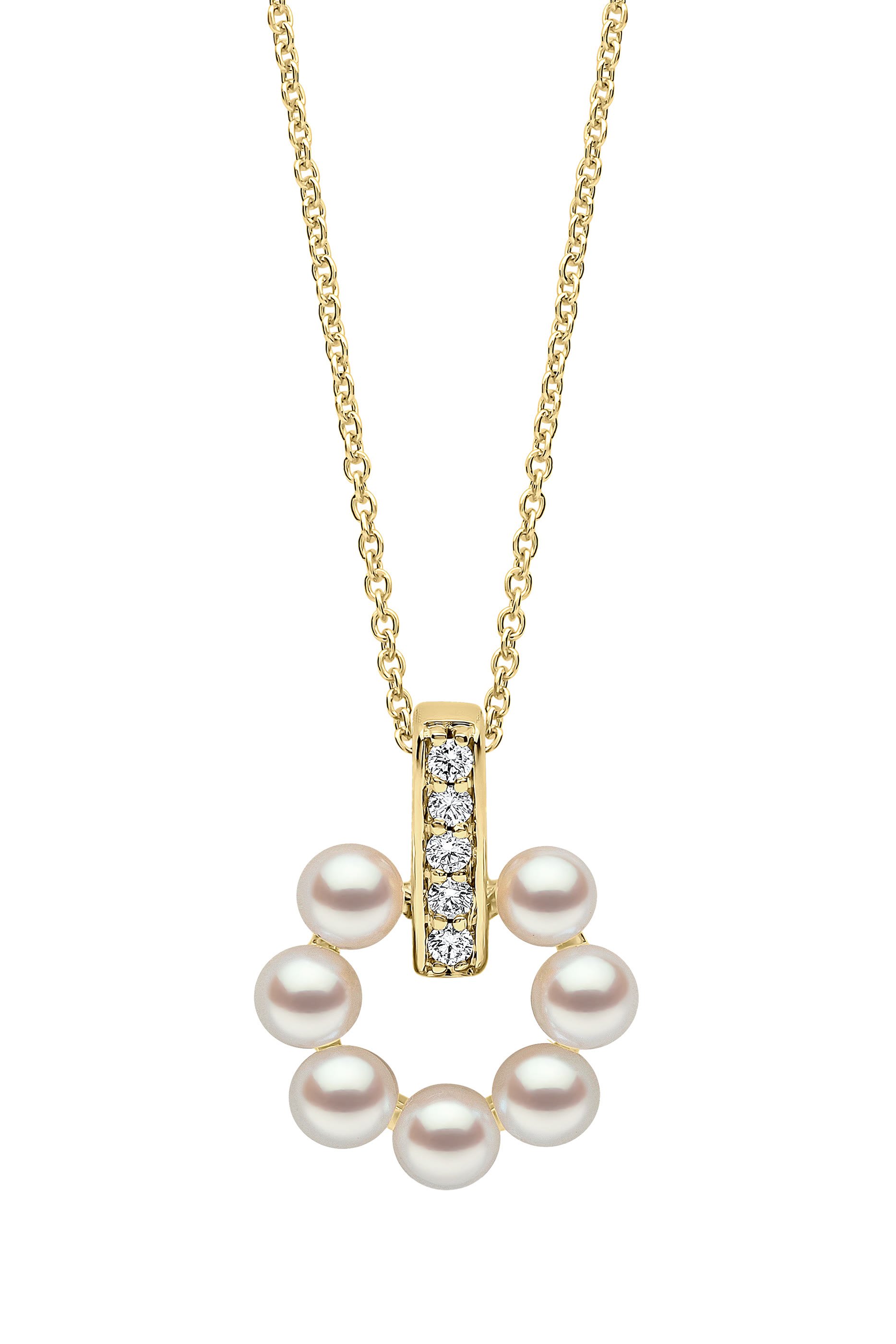 Eclipse Moon Pendant, 18k Gold, Diamonds & Pearls