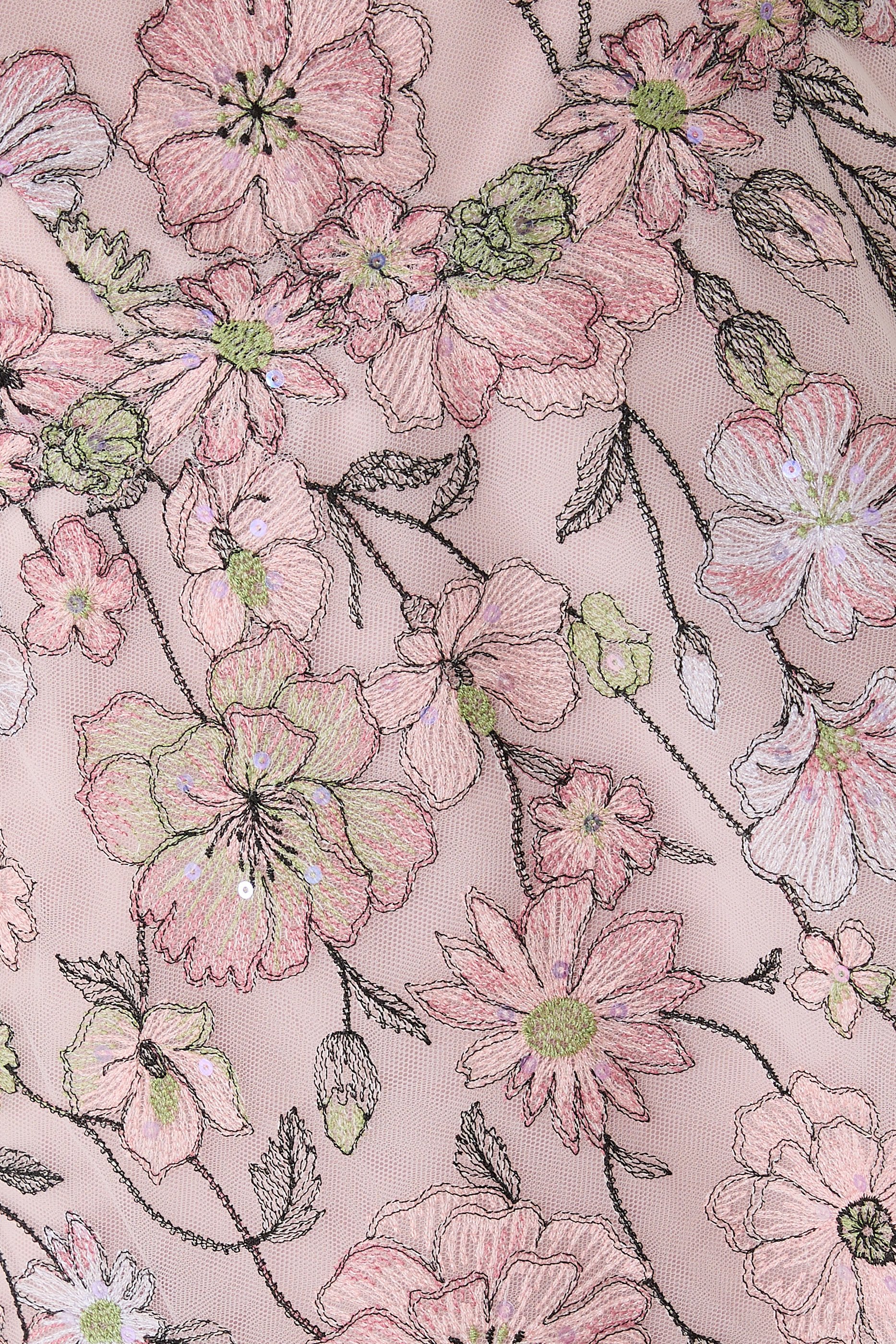 Floral Embroidered Tulle One-Shoulder Gown