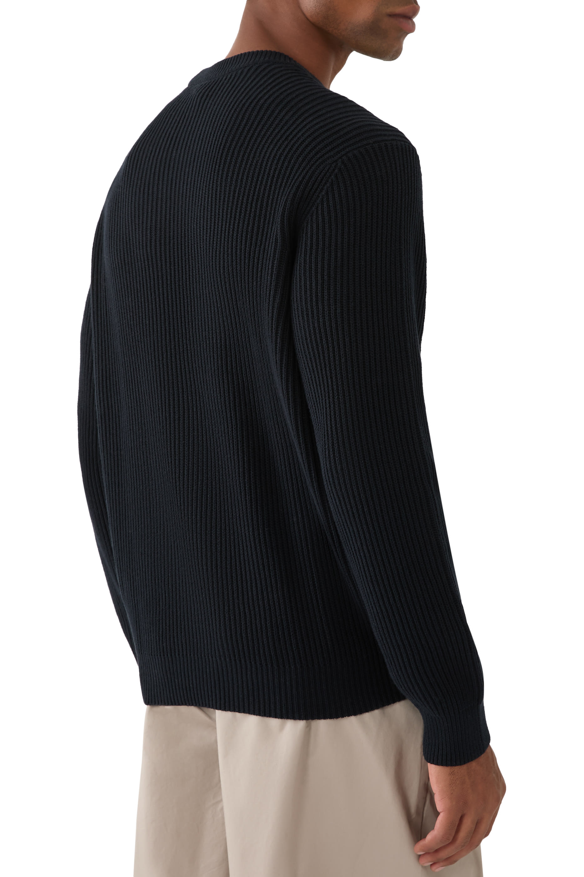 Ribbed Cotton Crewneck Sweater
