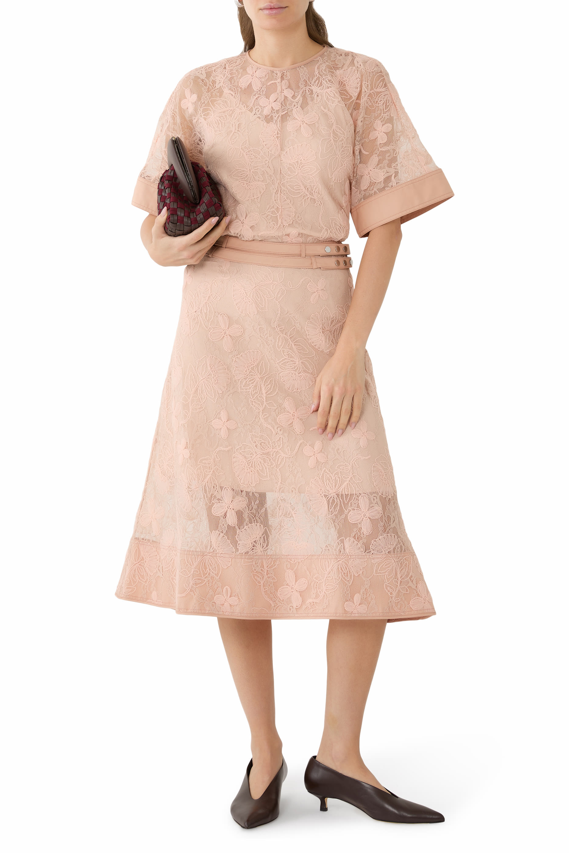  Floral Lace Midi Skirt