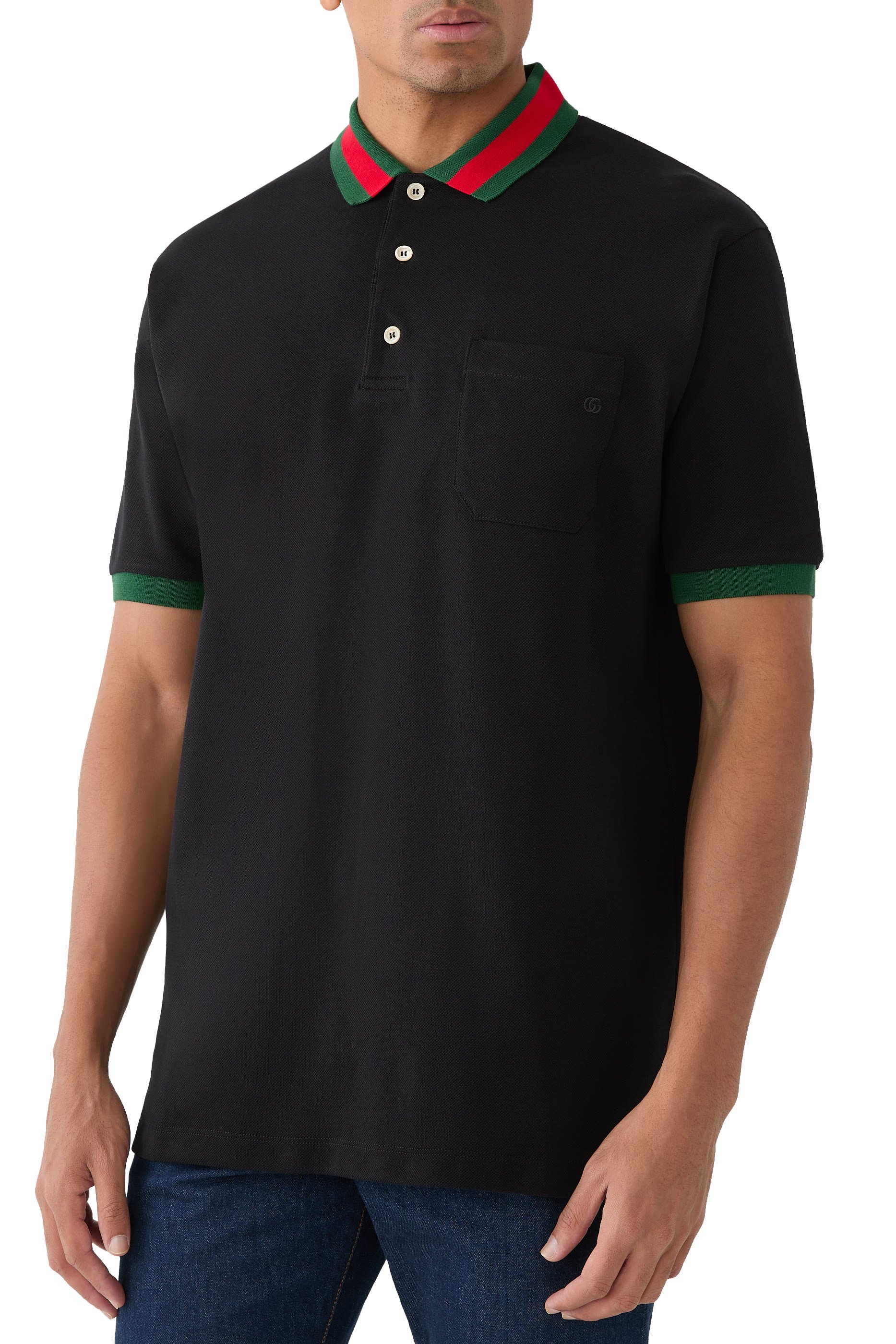 Cotton Piquet Polo with Web Collar