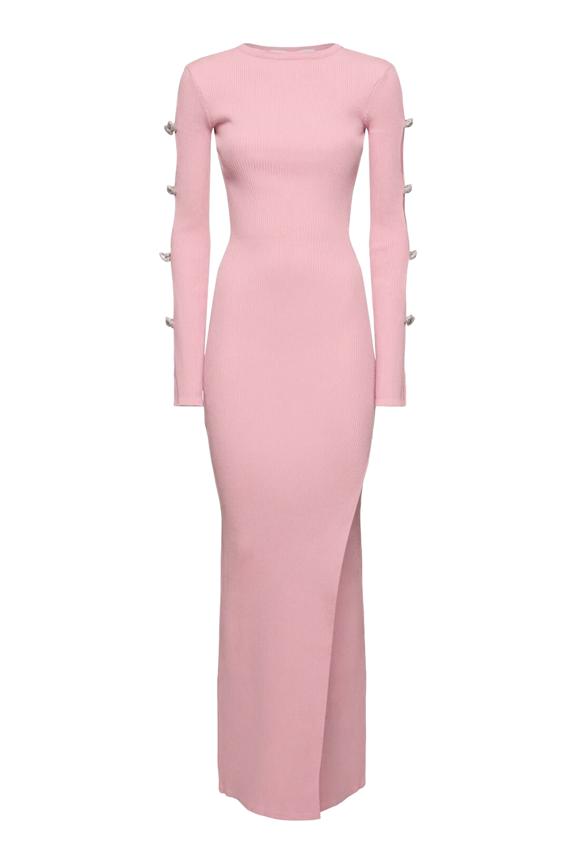 Cut-out Crystal Bow Sleeves Maxi Dress