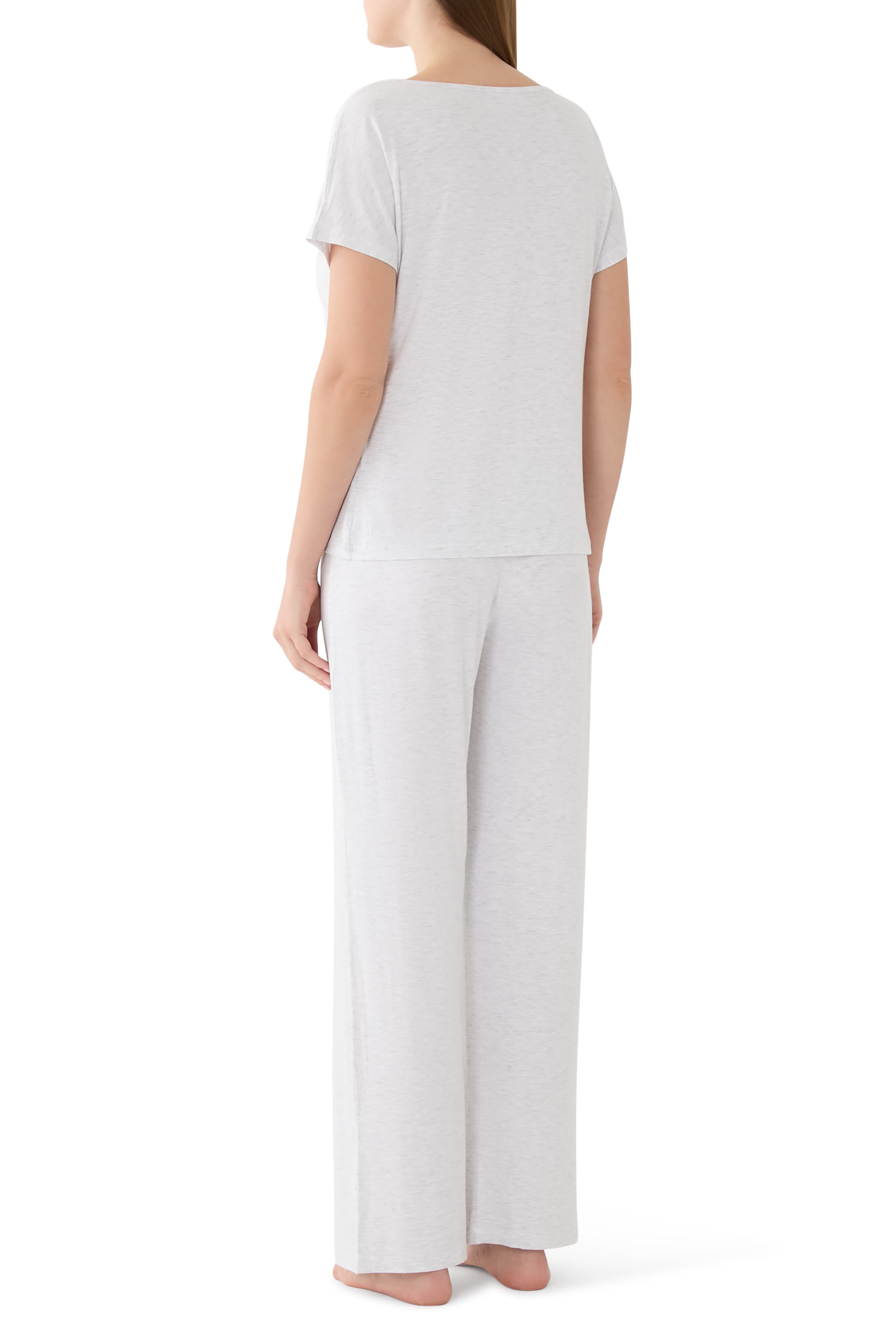 Deep V Lace Jersey Pajama Set