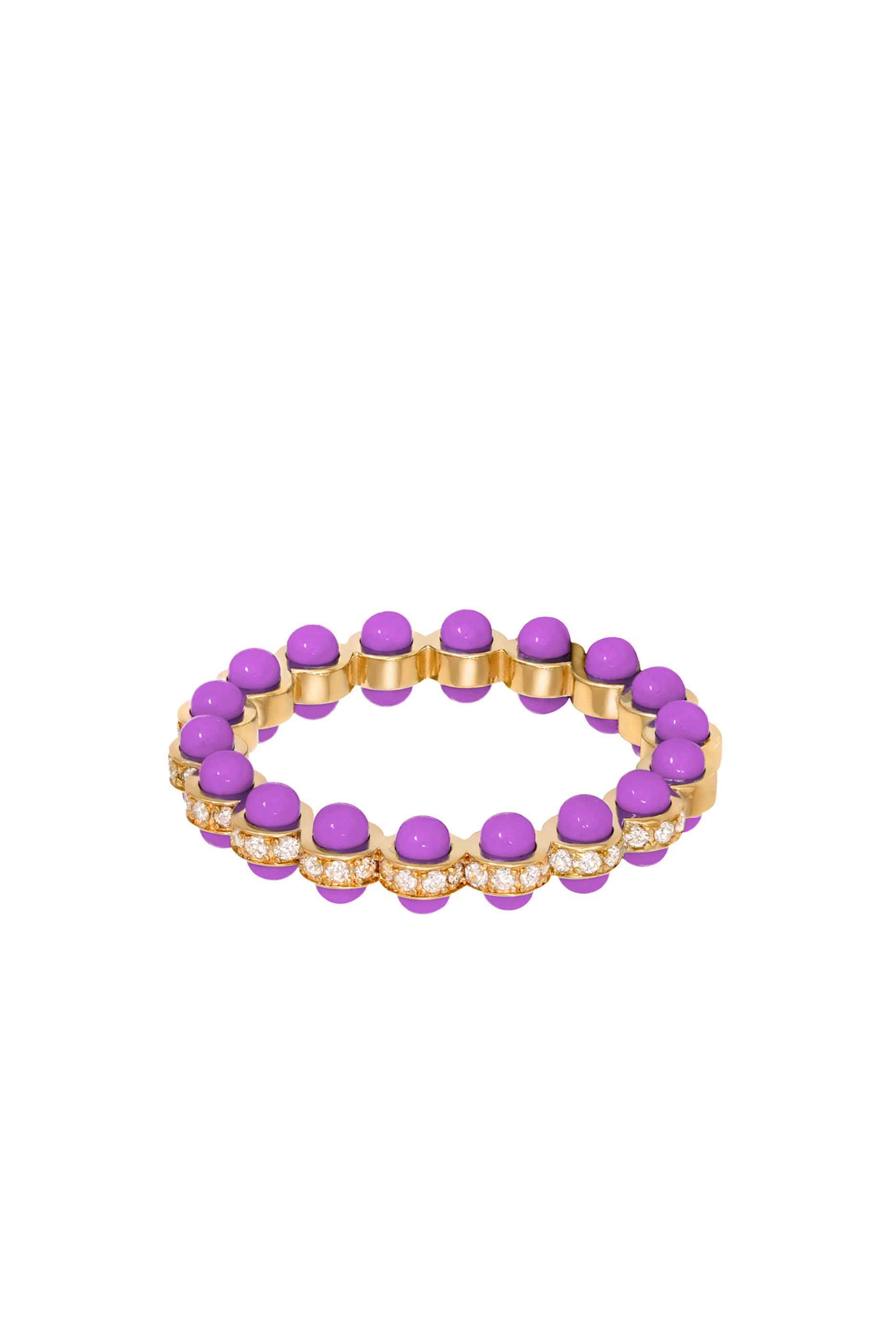 The Purple Atom Ring , 18K Yellow Gold with Diamonds