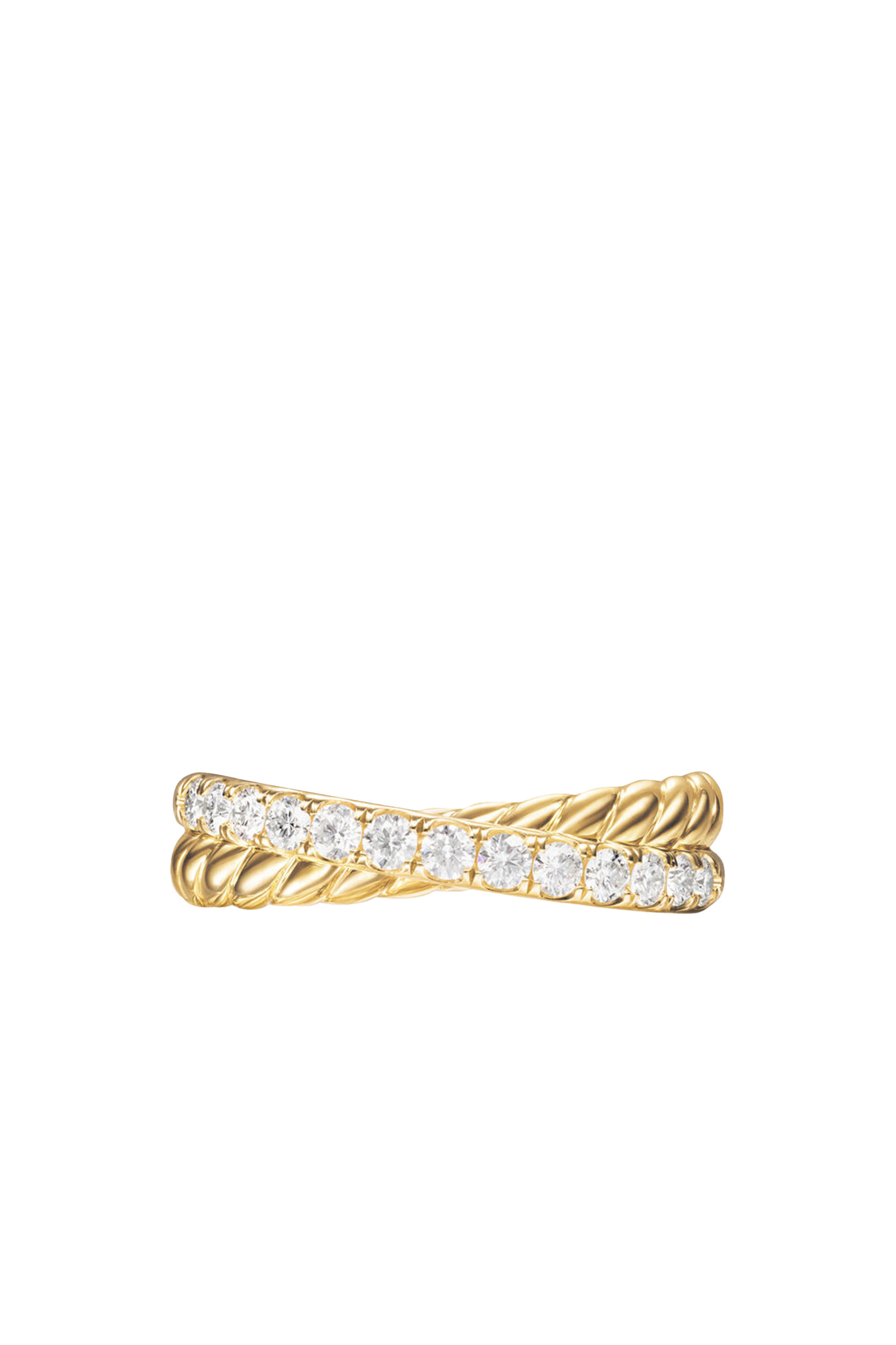 Crossover Two Row Ring, 18K Yellow Gold & Diamonds