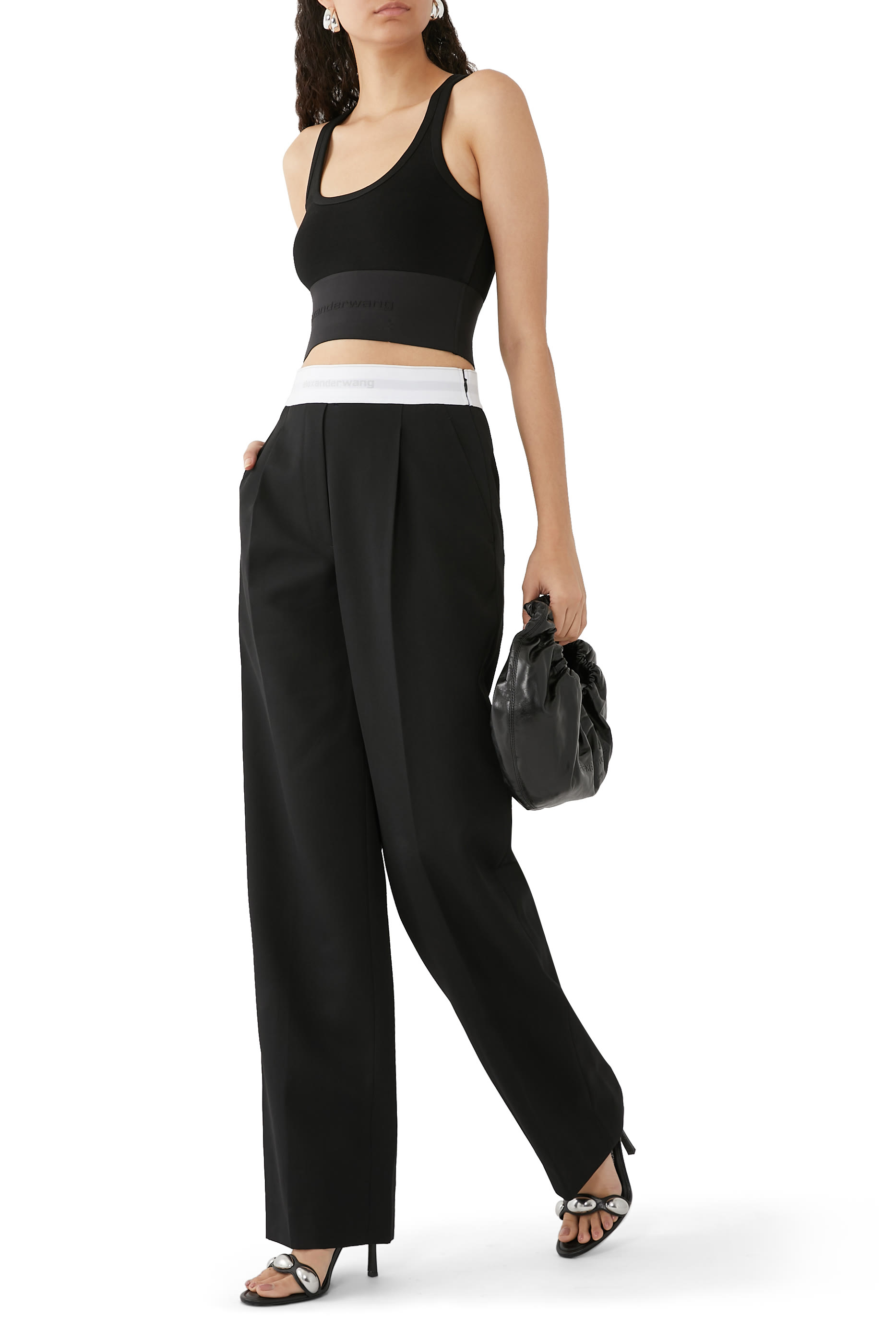 Straight Logo Waistband Trousers