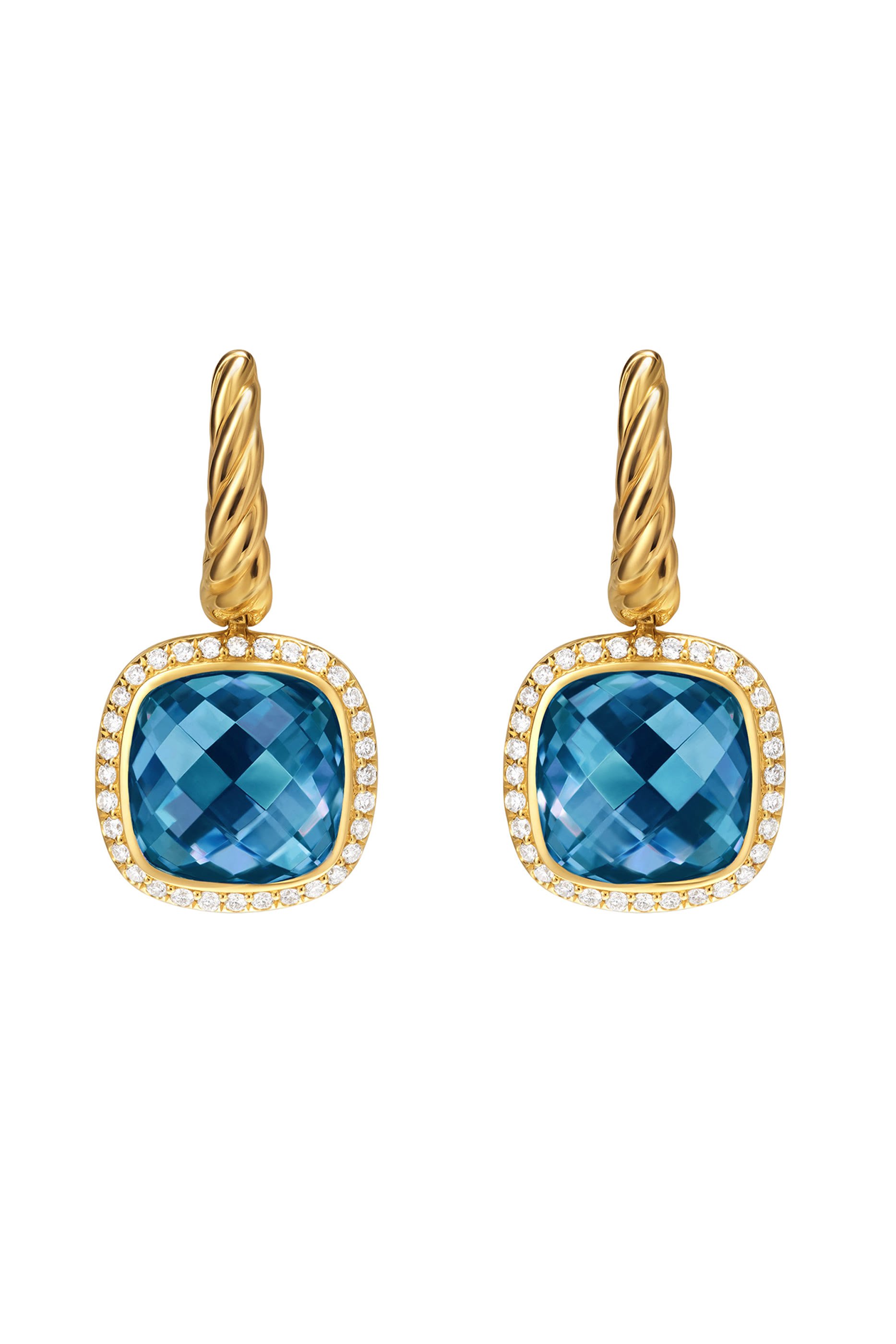 Albion&reg; Drop Earrings, 18K Yellow Gold with Blue Topaz & Diamonds