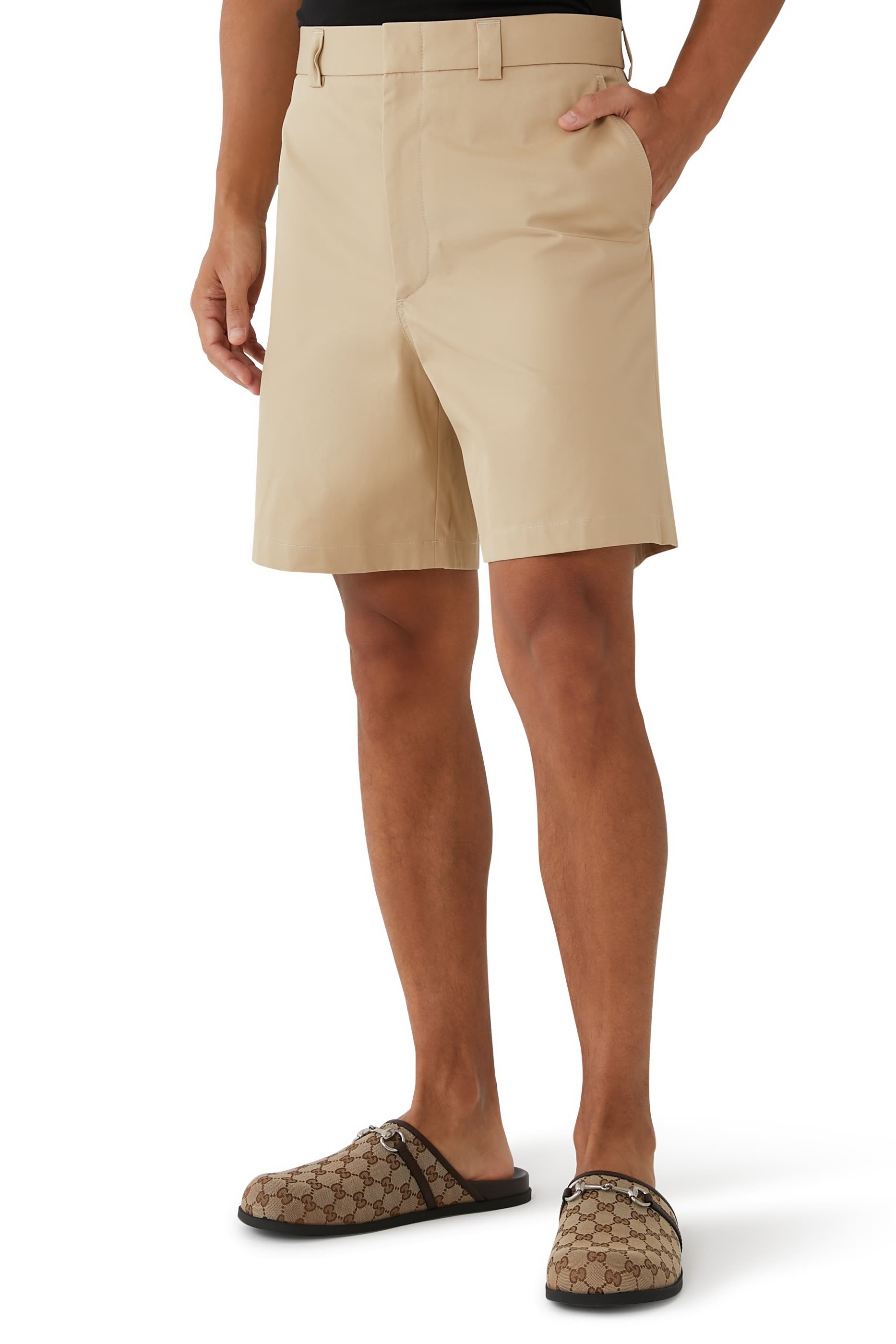 Double Cotton Twill Shorts with Web
