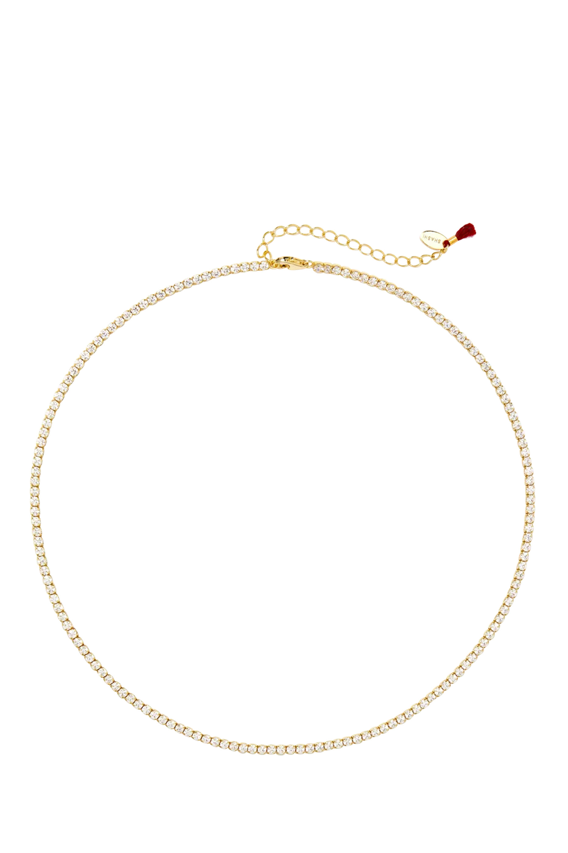 Tennis Diamond Necklace, 14ct Vermeil on Sterling Silver & Round Cubic Zirconia