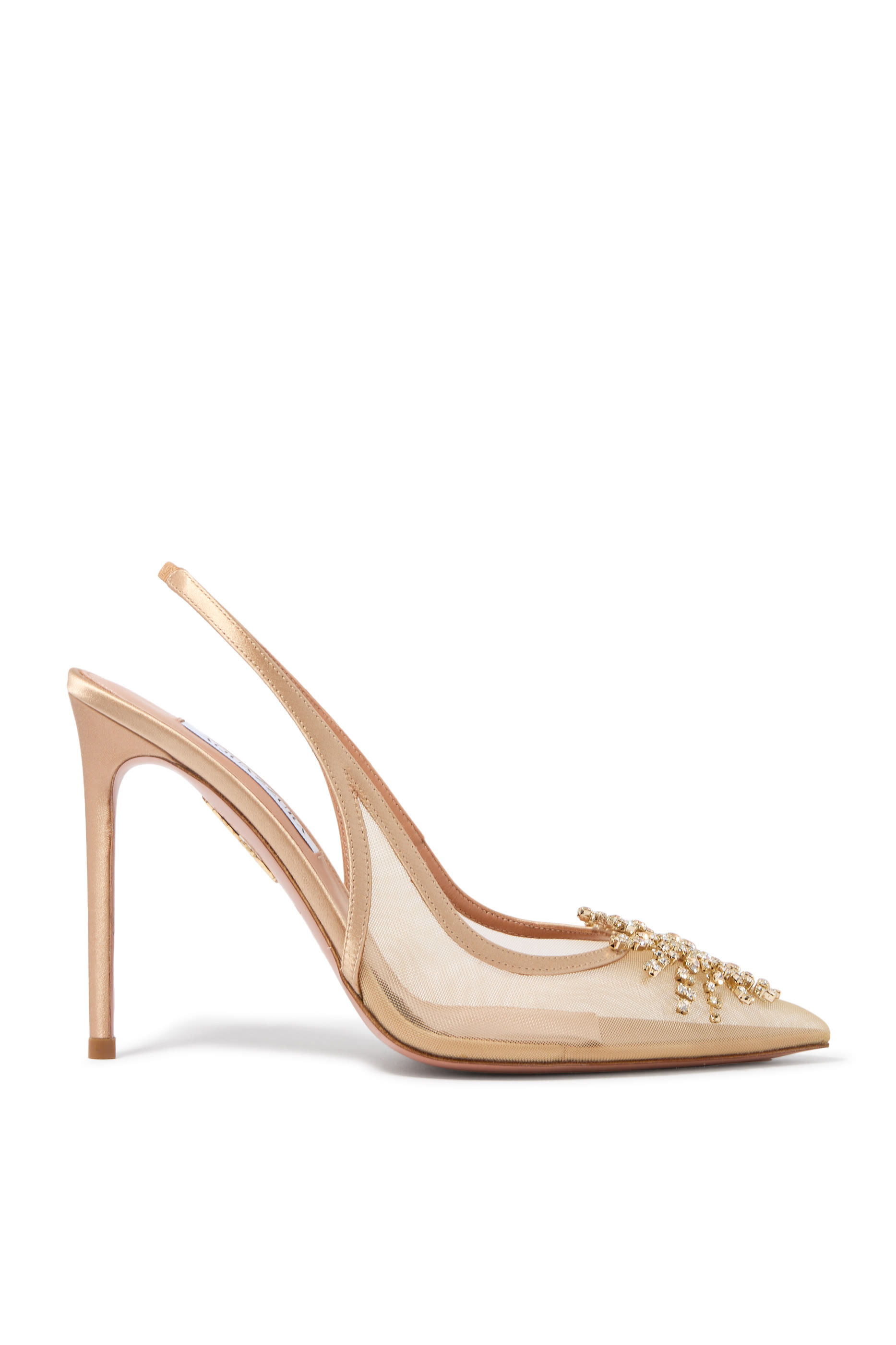  Firework 105 Crystal-Embellished Satin-Trimmed Mesh Pumps 