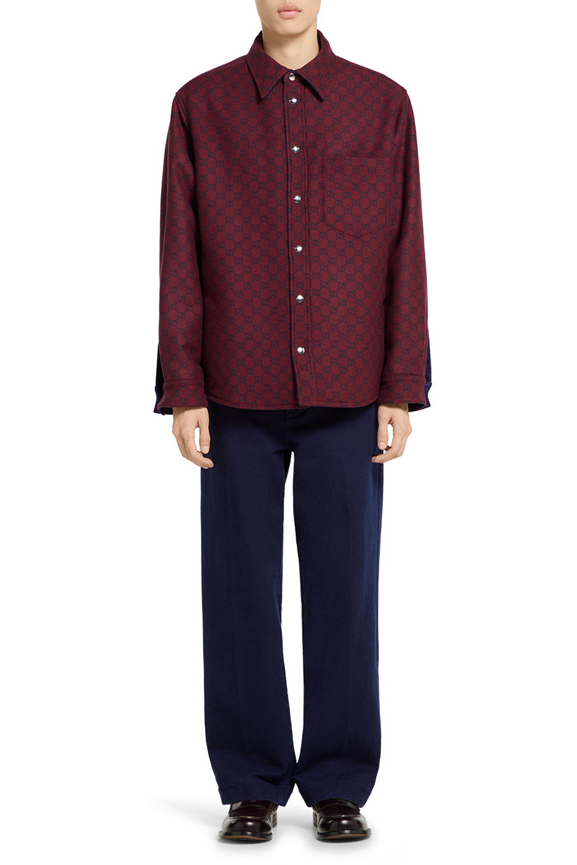 Embossed Label Washed Denim Pants