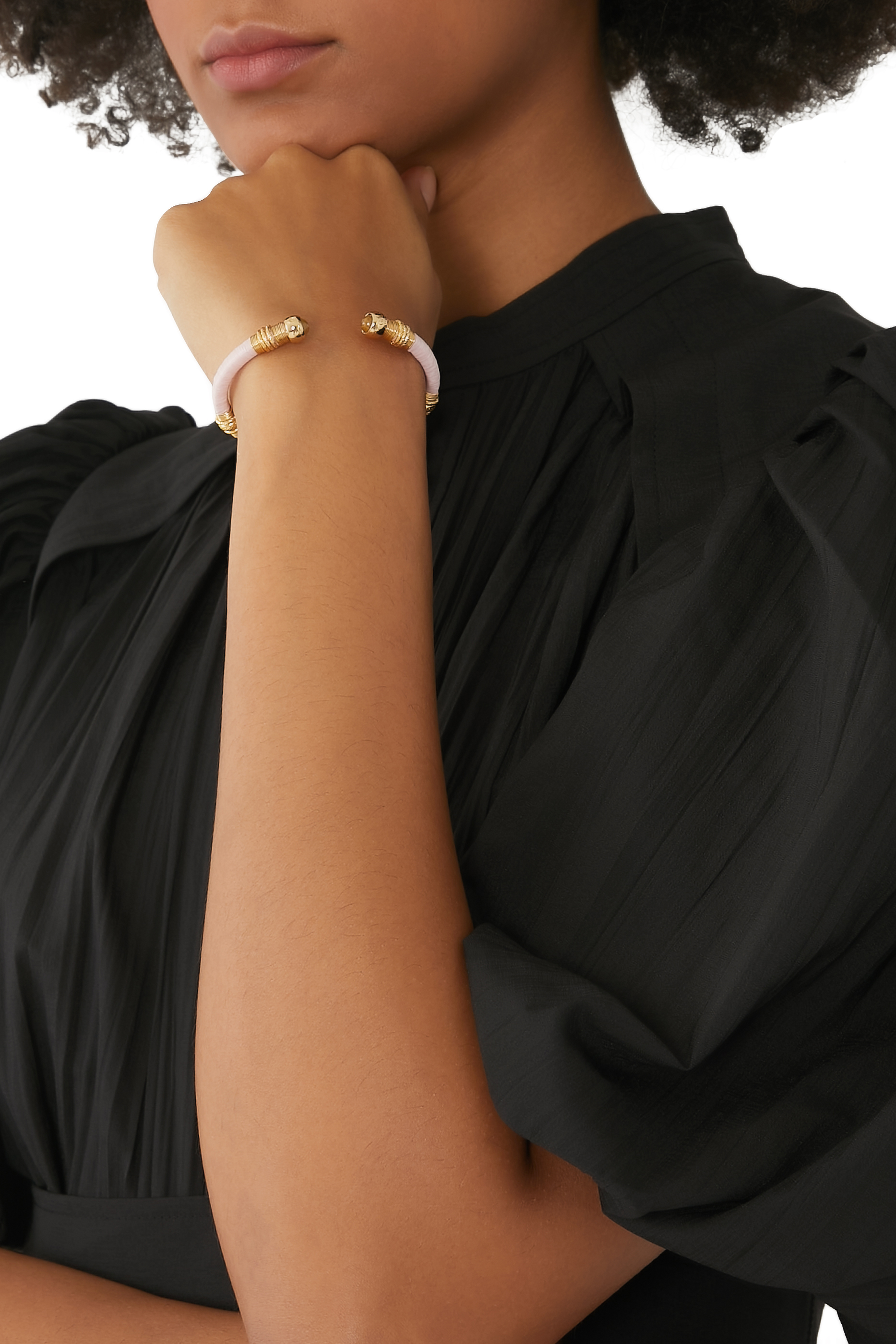 Sari Raffia Bracelet, 24k Gold-Plated Metal & Acetate