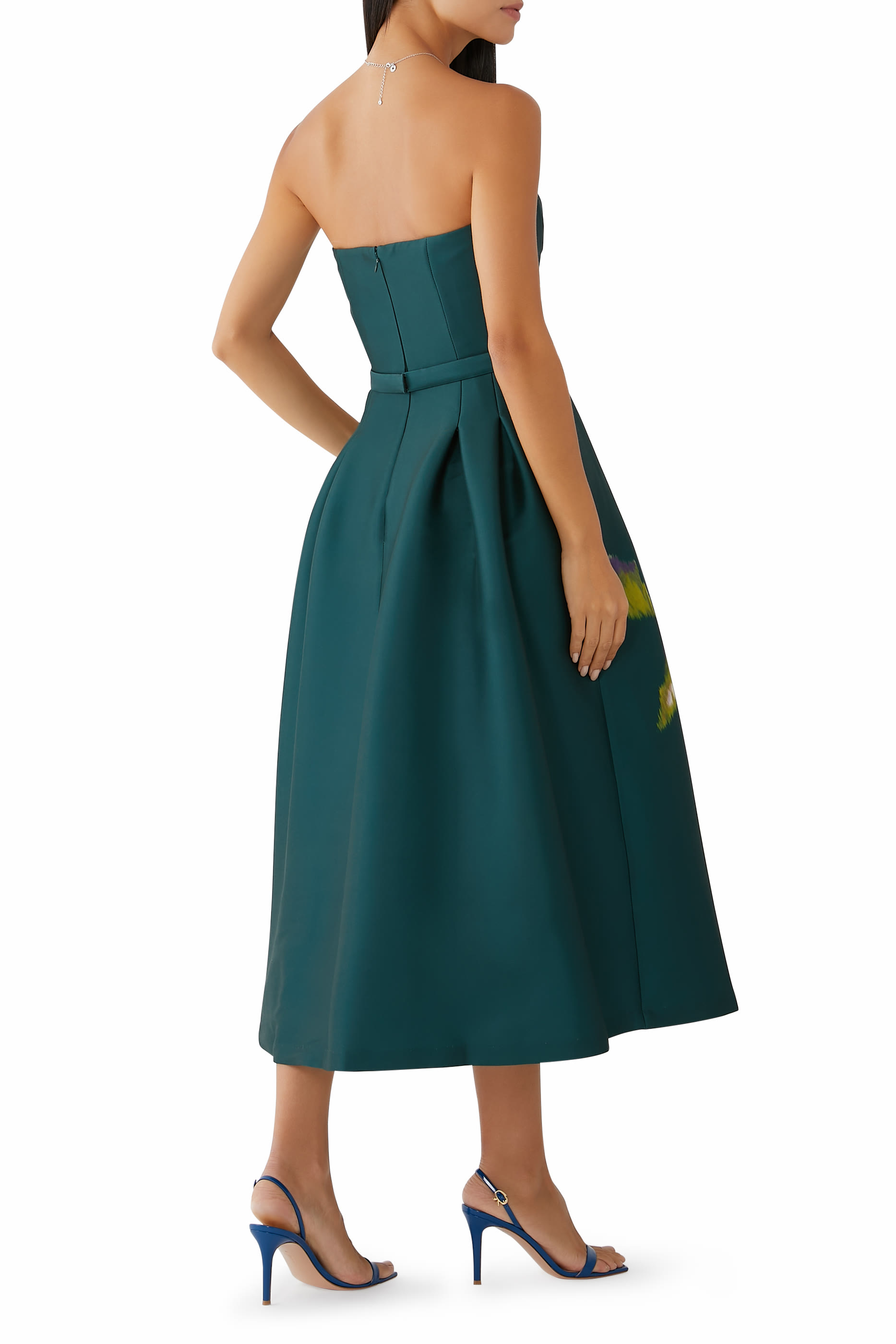 Shay Dress - Forest Green Placement Ikat Print