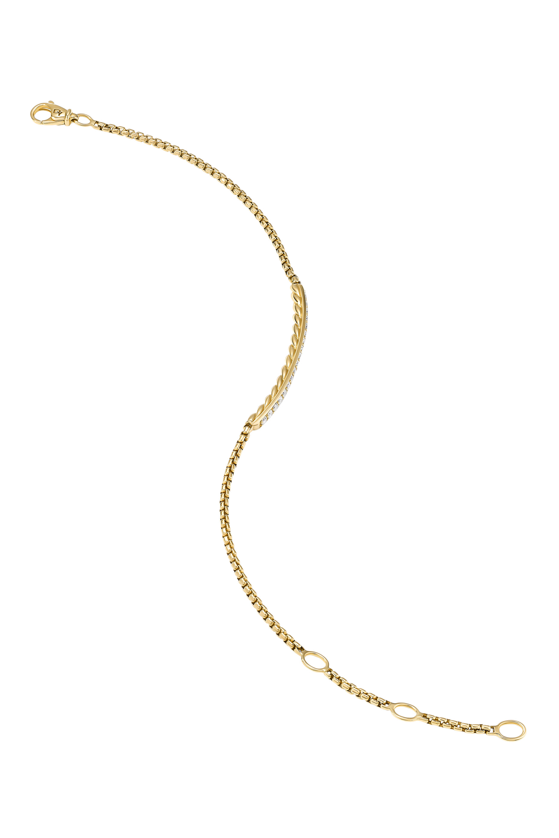 Petit Pave Bar Bracelet, 18K Yellow Gold & White Diamonds