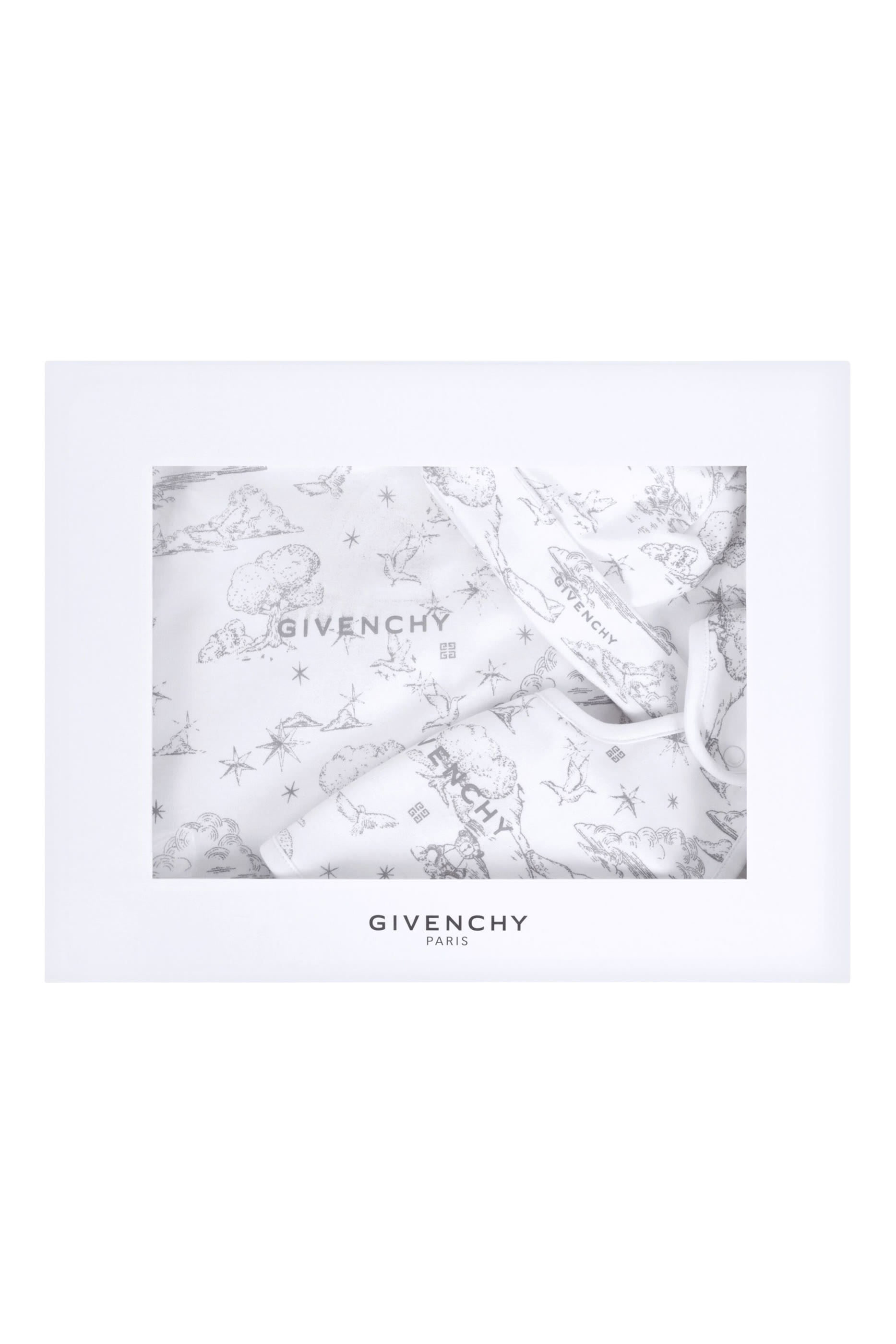 Kids Printed Bodysuit, Bib and Hat Set